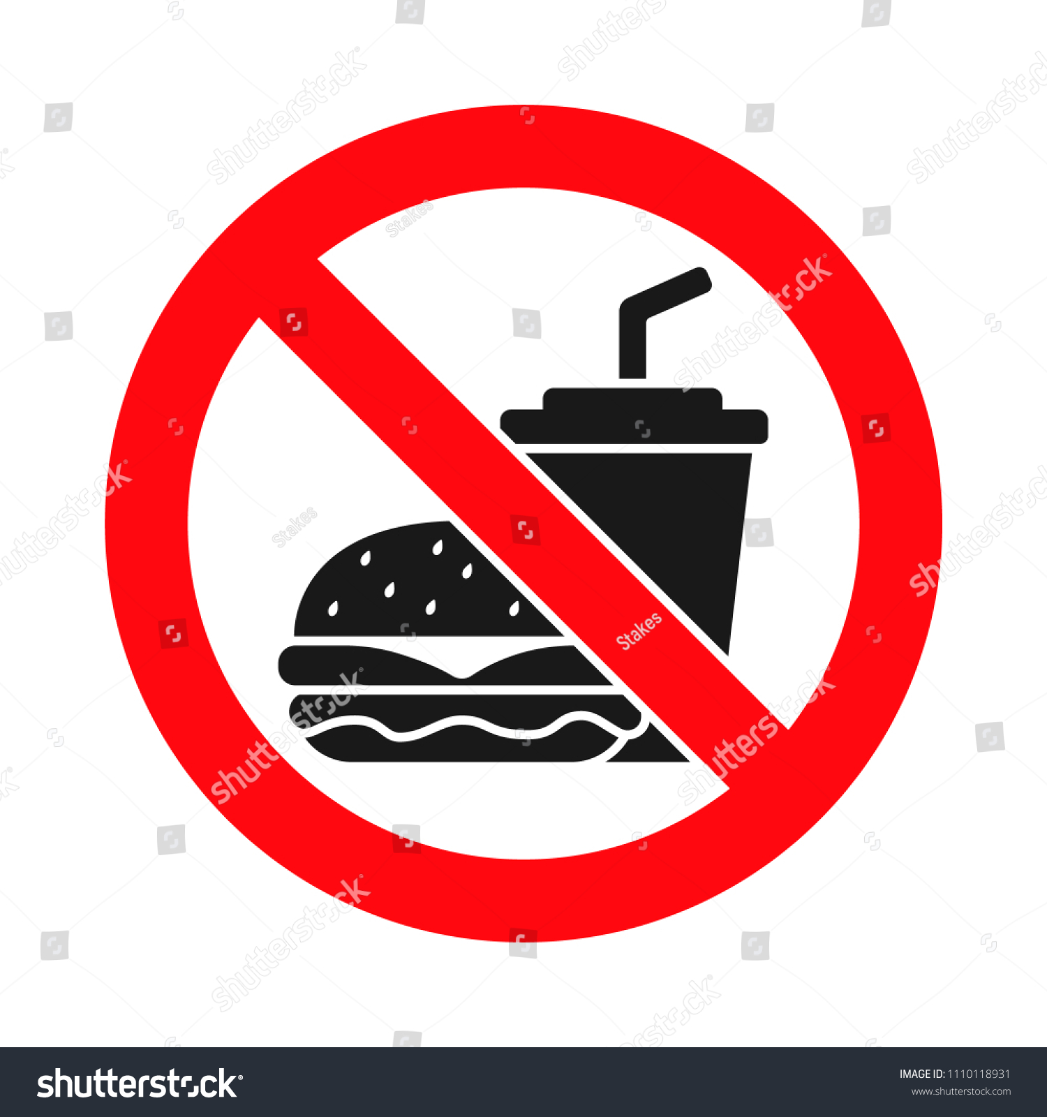 No Food Drink Allowed Sign Eating Stock Vector Royalty Free 1110118931 