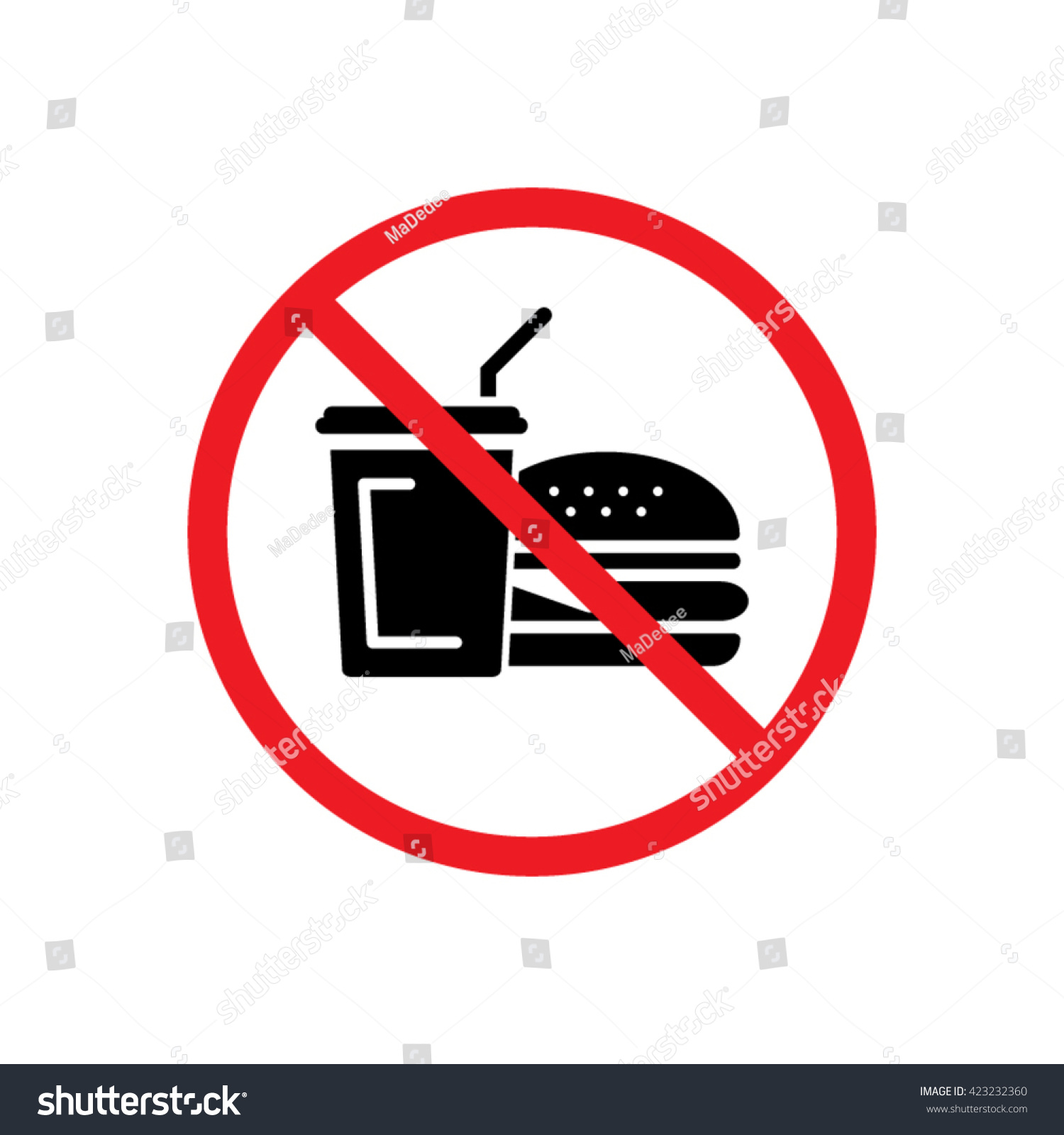No Food Or Drinks Allowed Icon Vector Illustration - 423232360 ...