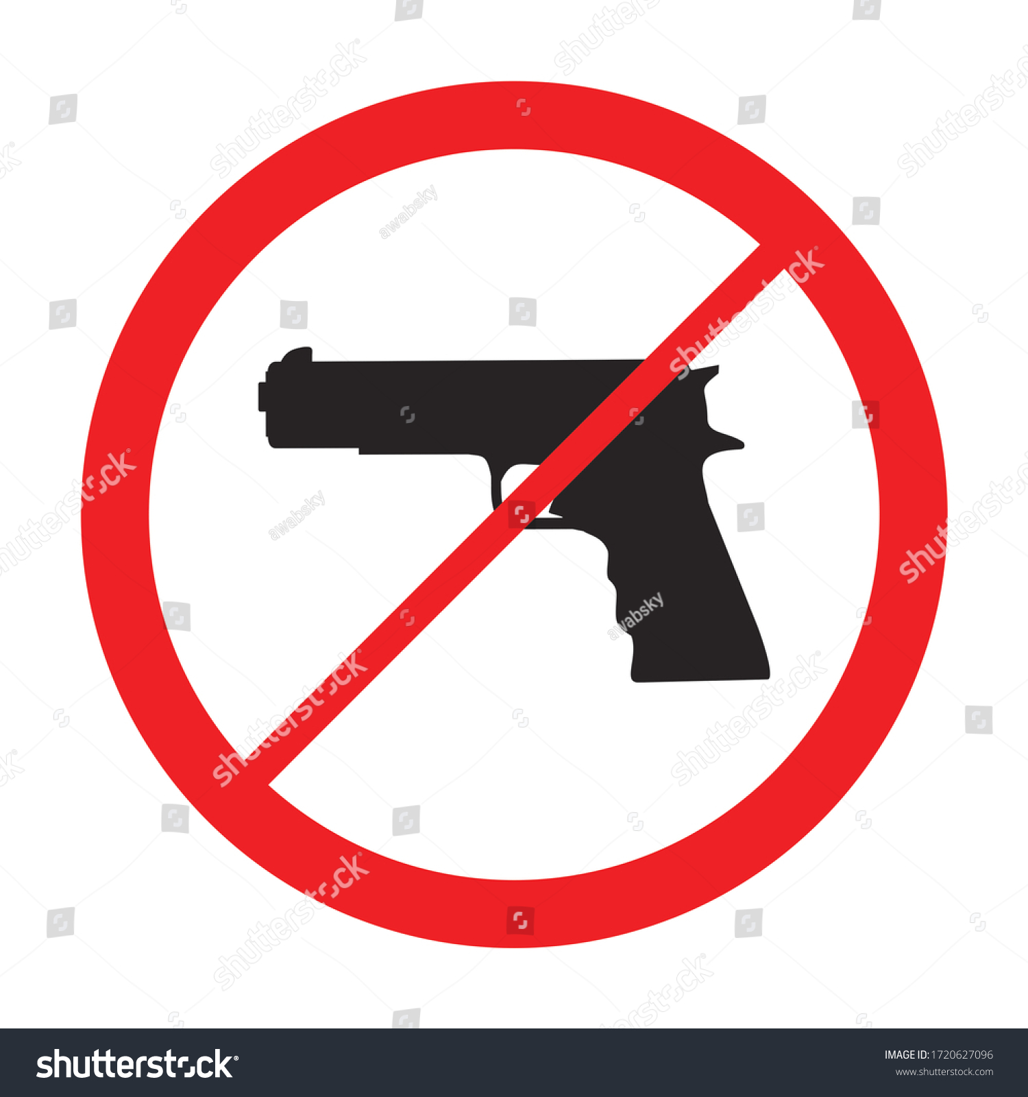 No Gun Vector Stop No Firearms Stock Vector Royalty Free 1720627096 Shutterstock