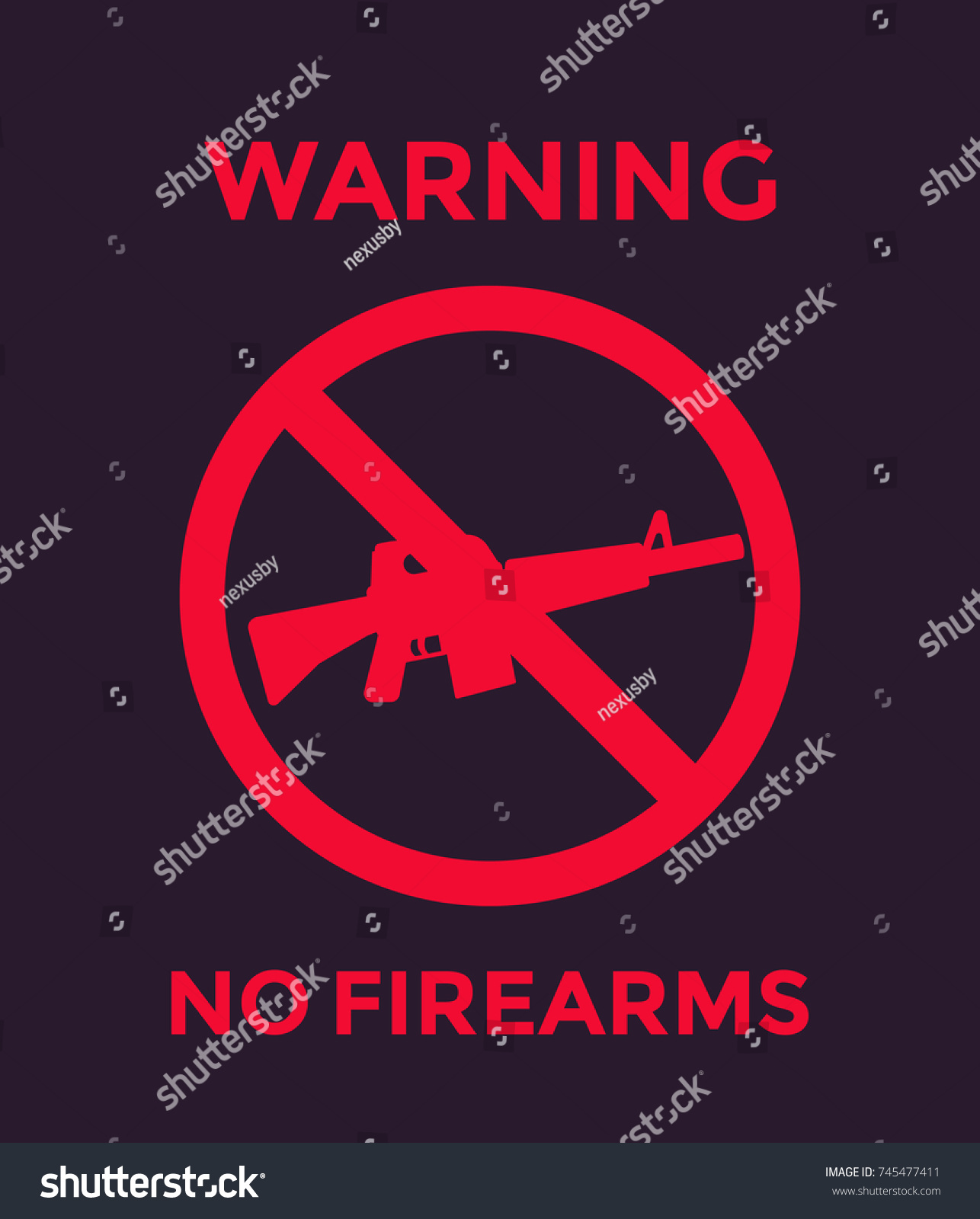 No Guns Sign Automatic Rifle No Stock Vector Royalty Free 745477411