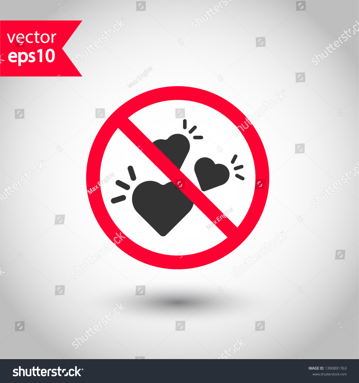 No Heart Icon Forbidden Heart Vector Stock Vector Royalty Free