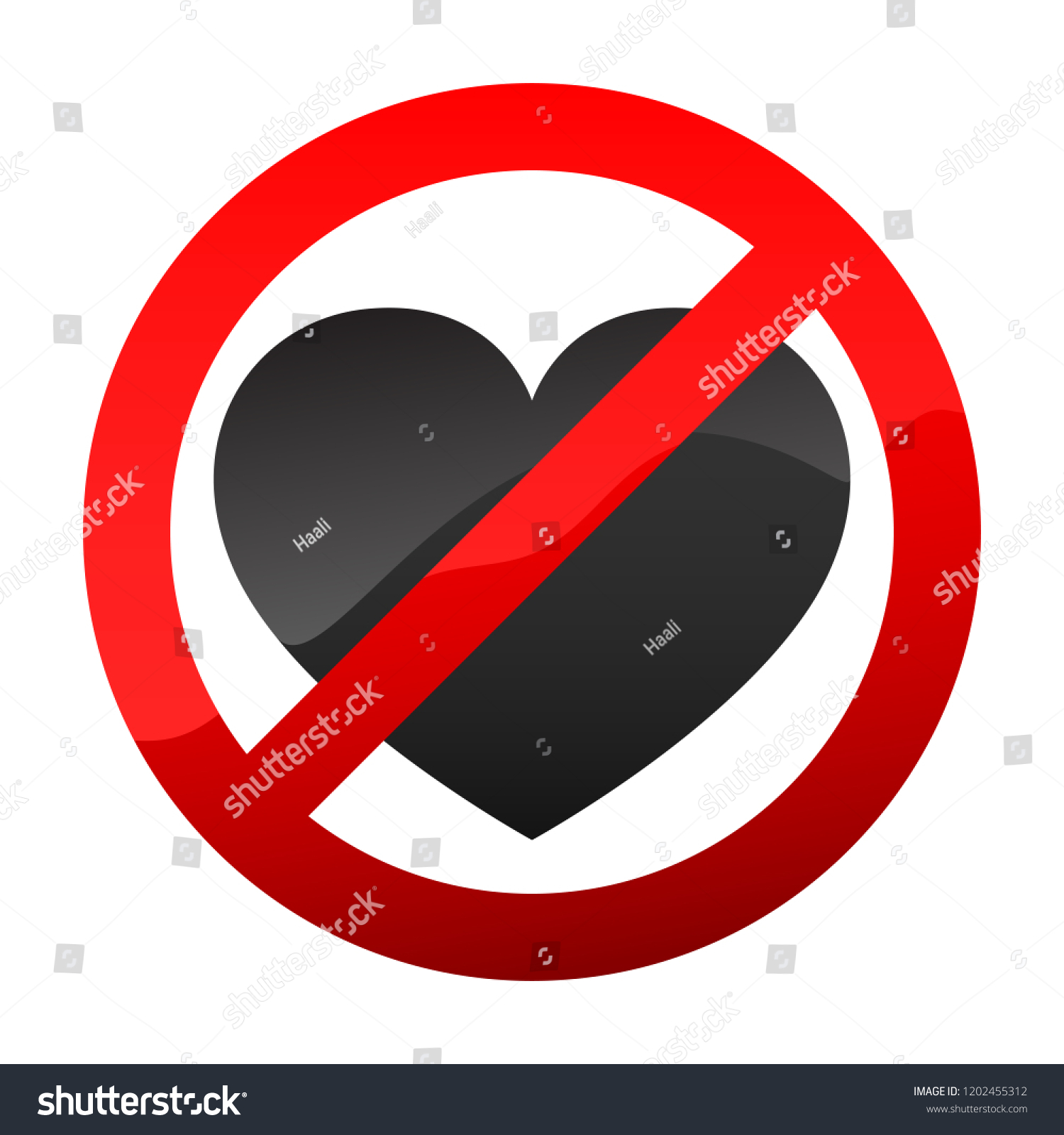 No Love Heart Sign Vector Illustration Stock Vector (Royalty Free ...