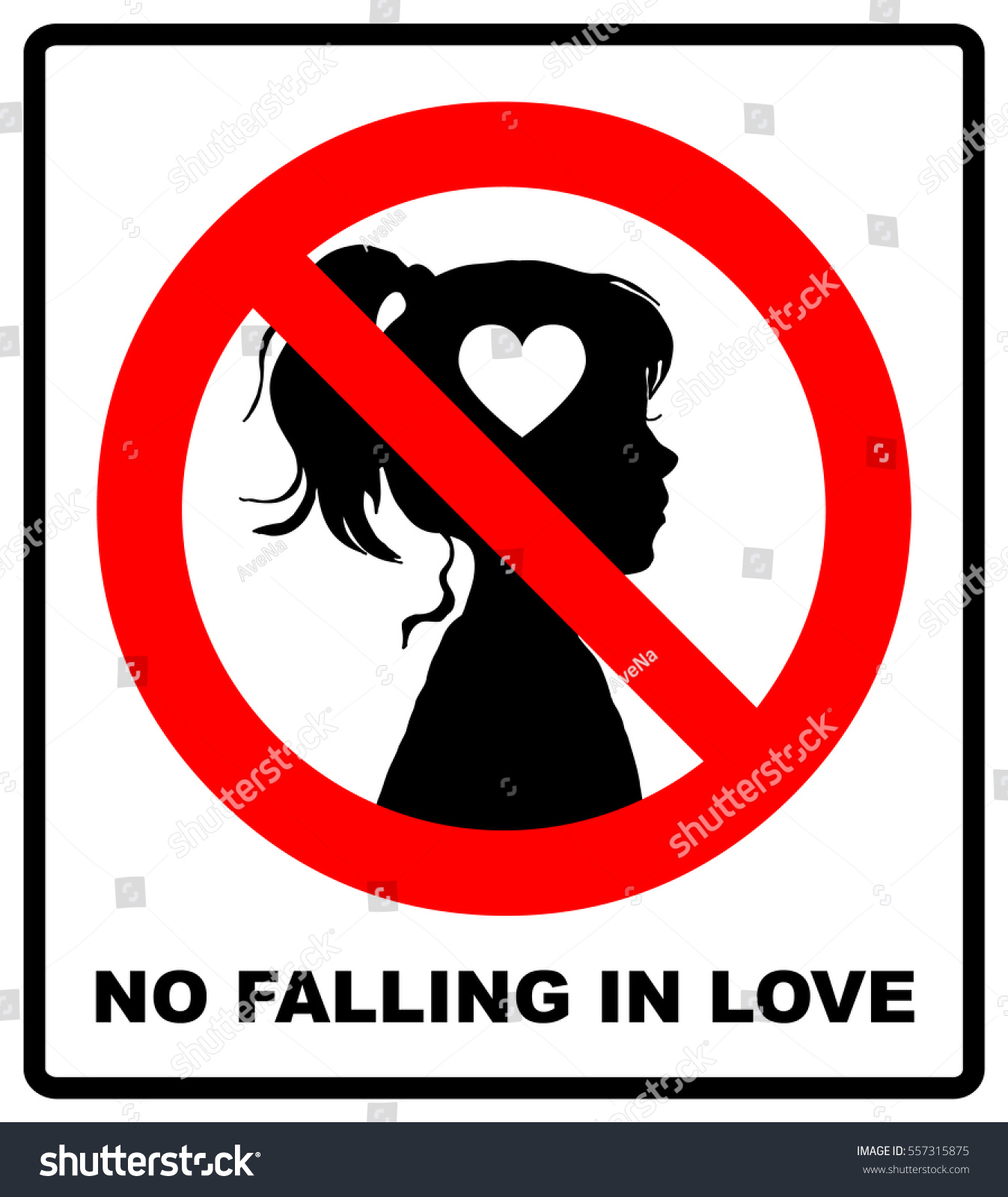 No Love Sign No Falling Love Stock Vector Royalty Free