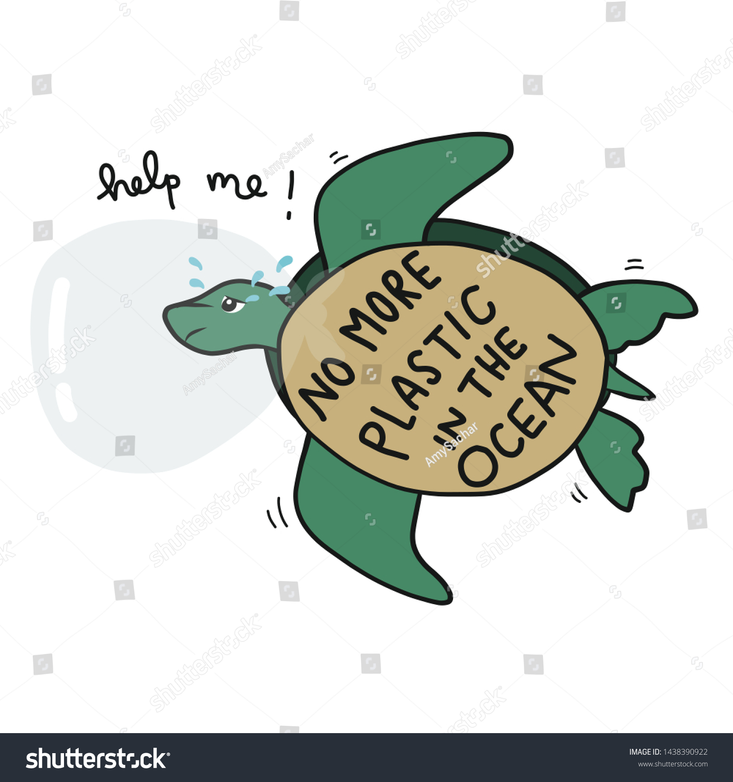 No More Plastic Ocean Sea Turtles Stock Vector (Royalty Free ...