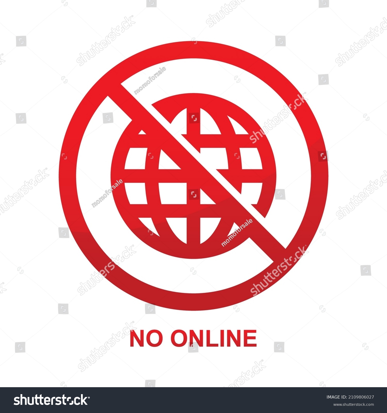 No Online Sign Isolated On White Stock Vector (Royalty Free) 2109806027 ...