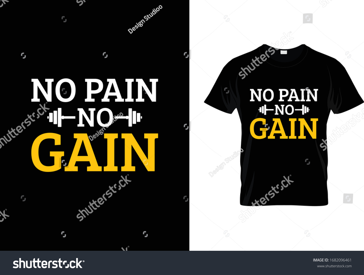 Download No Pain No Gain Tshirt Design Stock Vector Royalty Free 1682096461