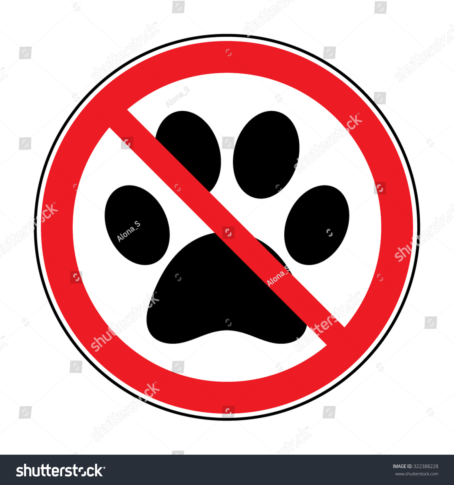 No Pets Sign Paw Print Prohibition Stock Vector 322388228 - Shutterstock