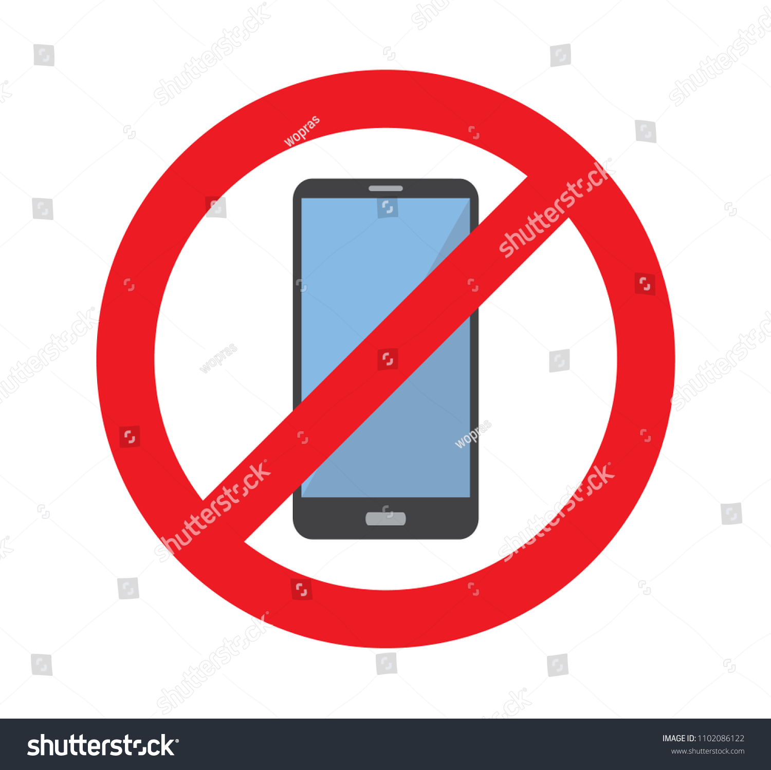 No Phone Dont Used Smartphone Red Stock Vector (Royalty Free) 1102086122