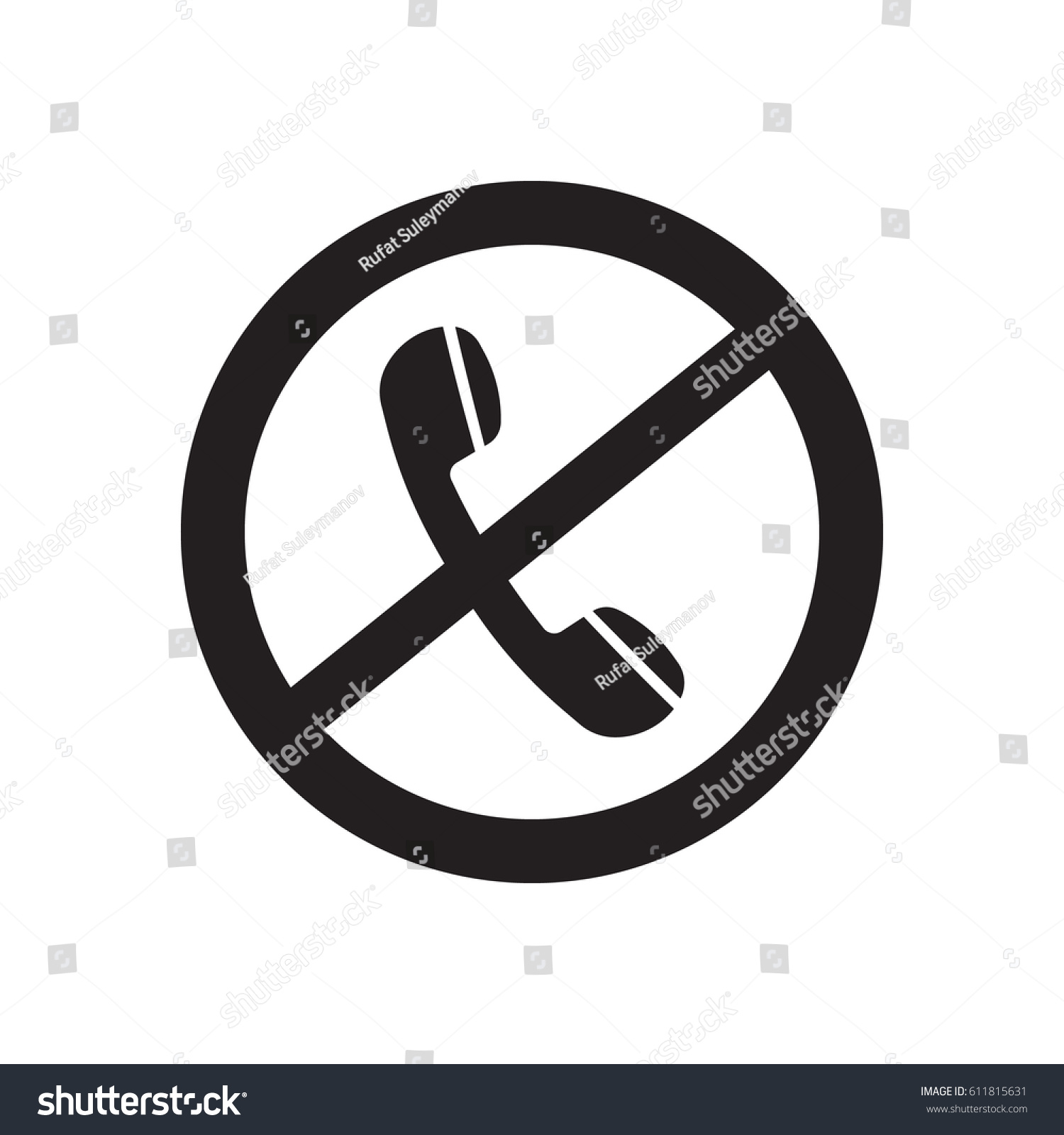 No Phone Icon On White Background Stock Vector (Royalty Free) 611815631