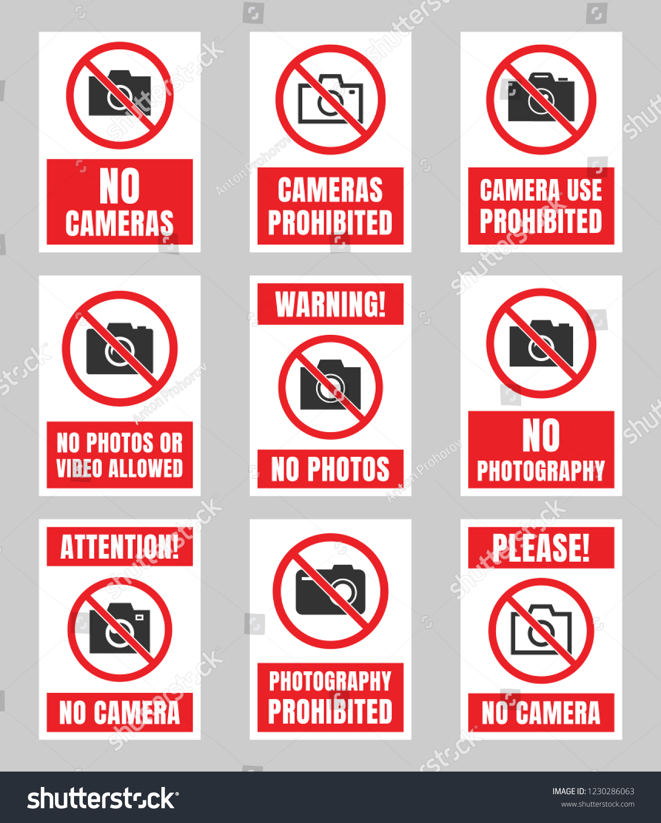 No Photo Sign Photography Prohibited Signboard: Vector De Stock (libre ...