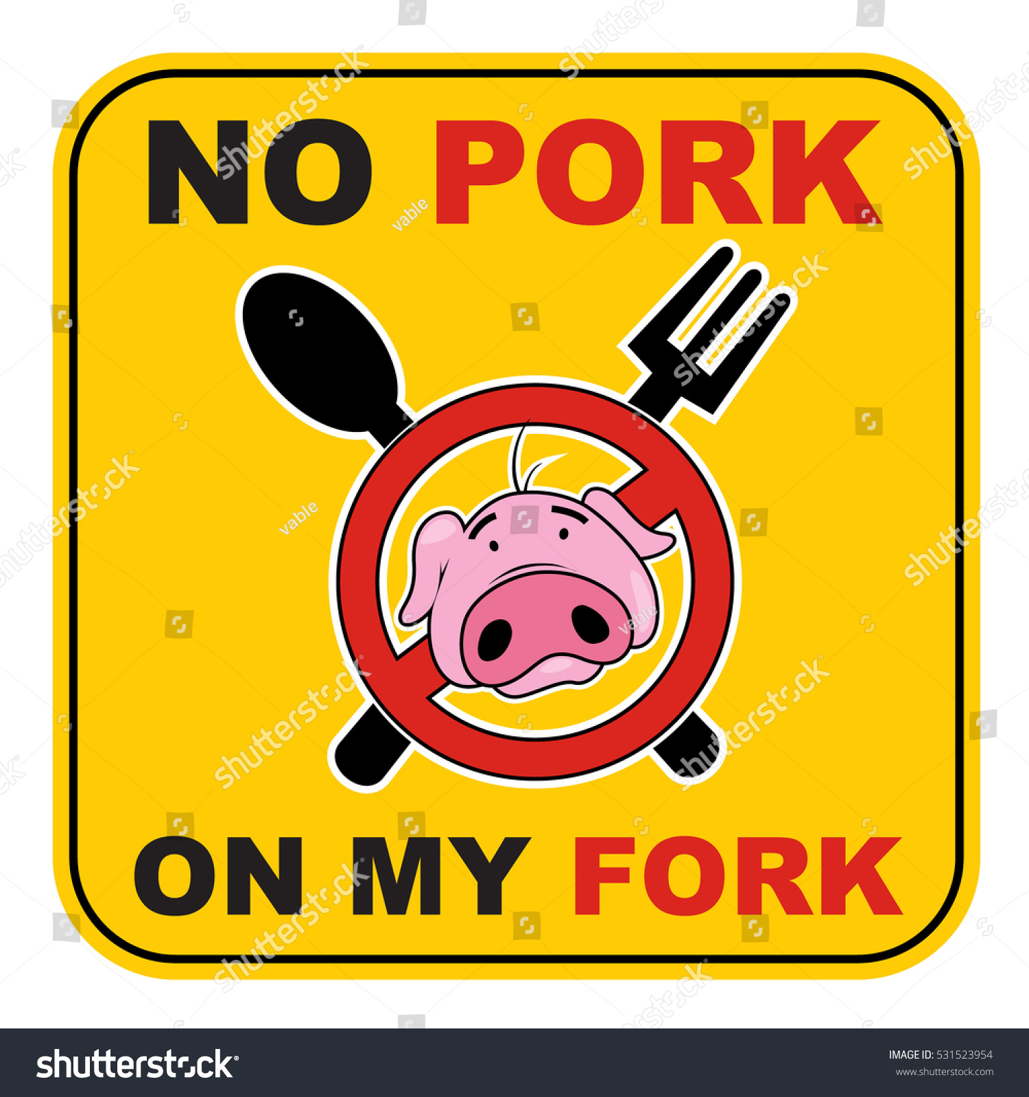 No Pork On My Fork Stock Vector Royalty Free 531523954