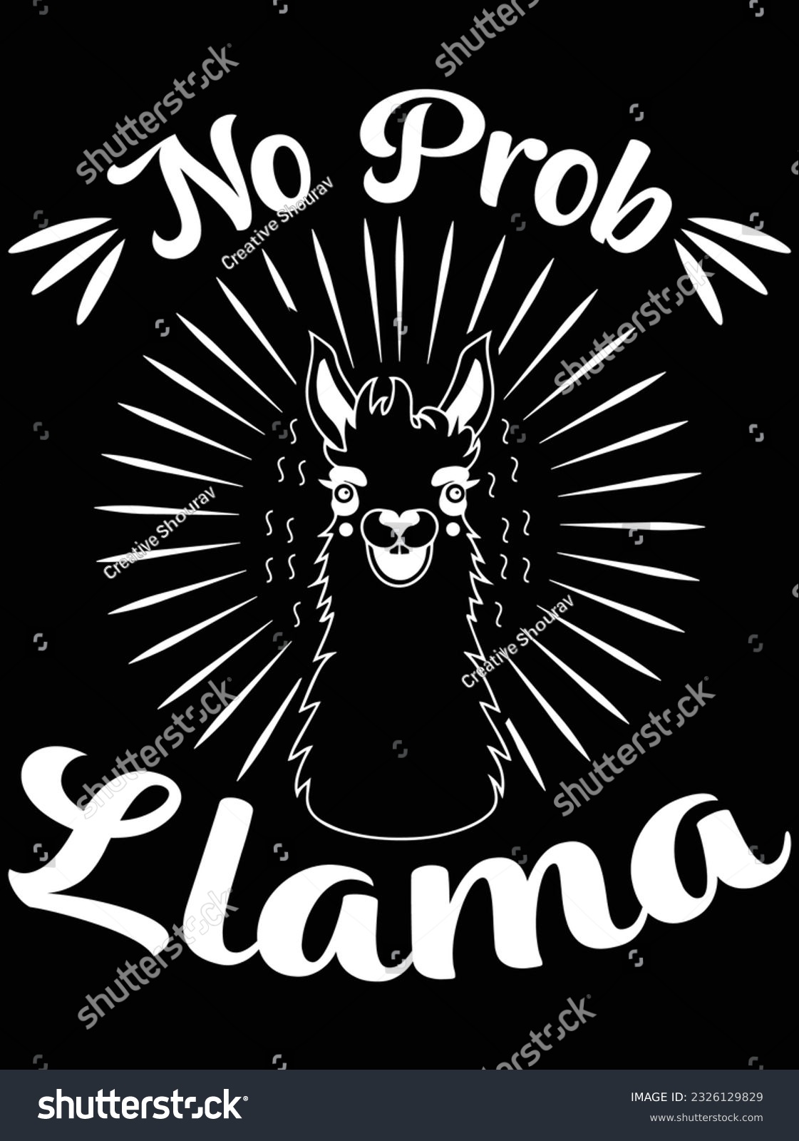 SVG of No prob llama vector art design, eps file. design file for t-shirt. SVG, EPS cuttable design file svg