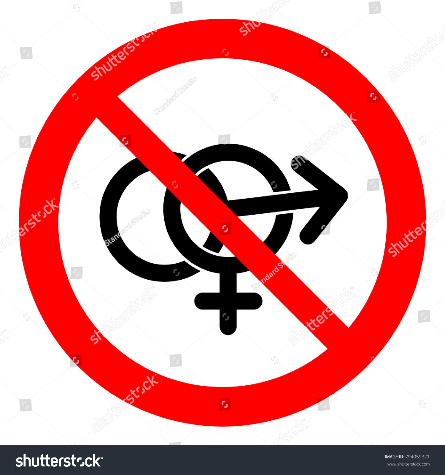 Immagine vettoriale a tema No Sex Allowed Prohibition Sign Female (royalty free) 794059321 ...