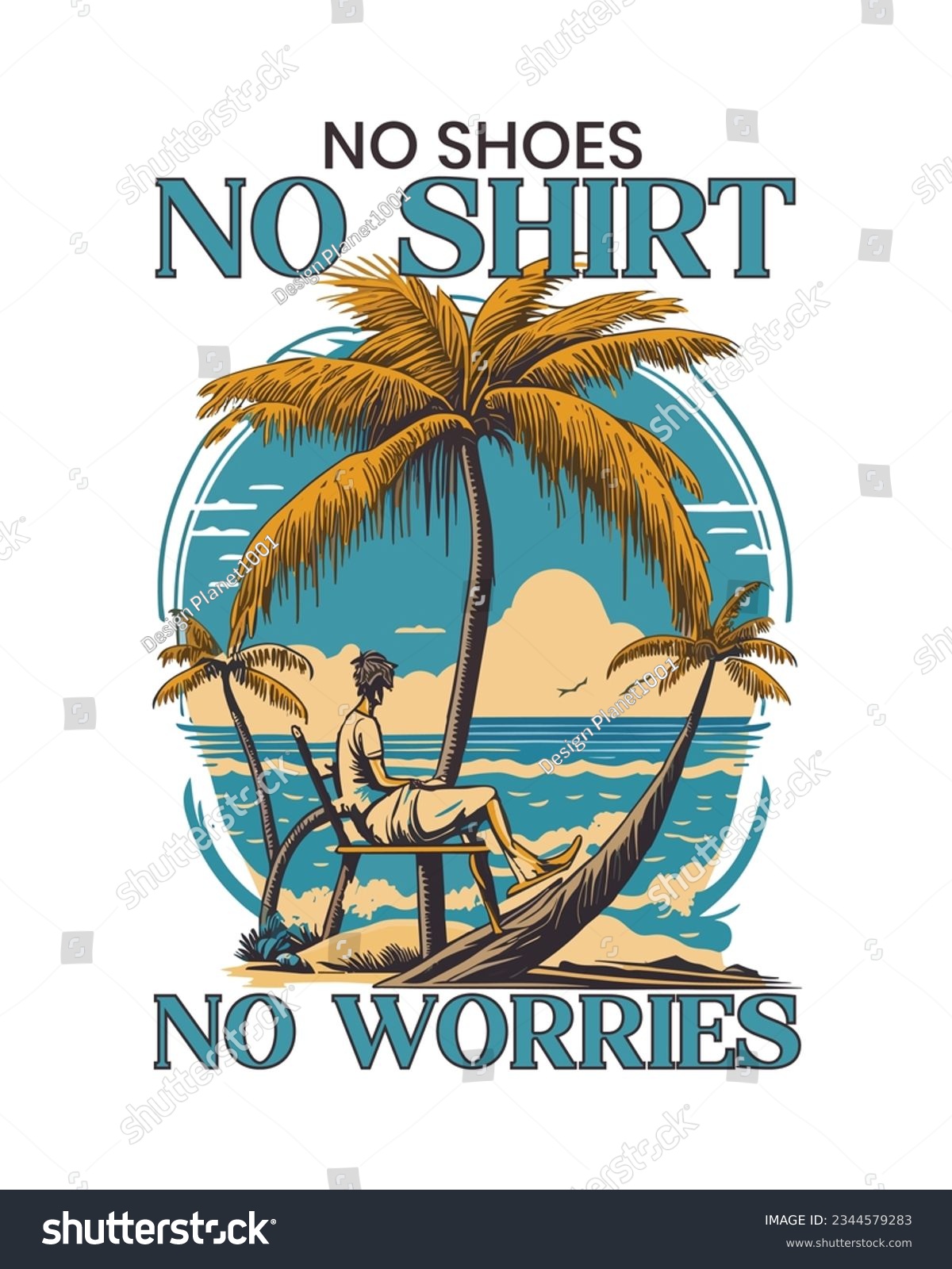 SVG of No shoes, No shirt, No worries, Summer T-shirt Design svg