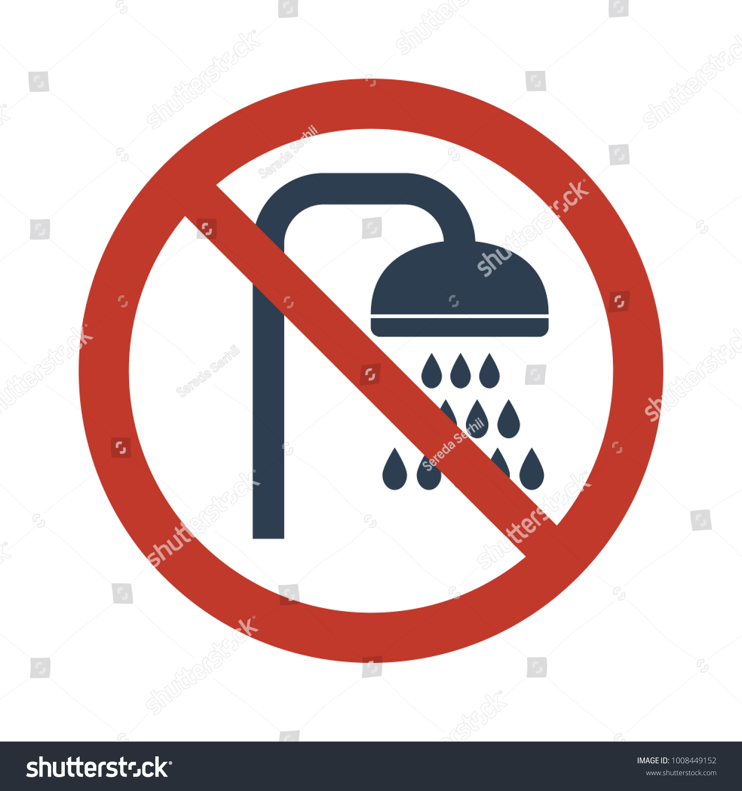 No Shower Sign On White Background Stock Vector (Royalty Free) 1008449152