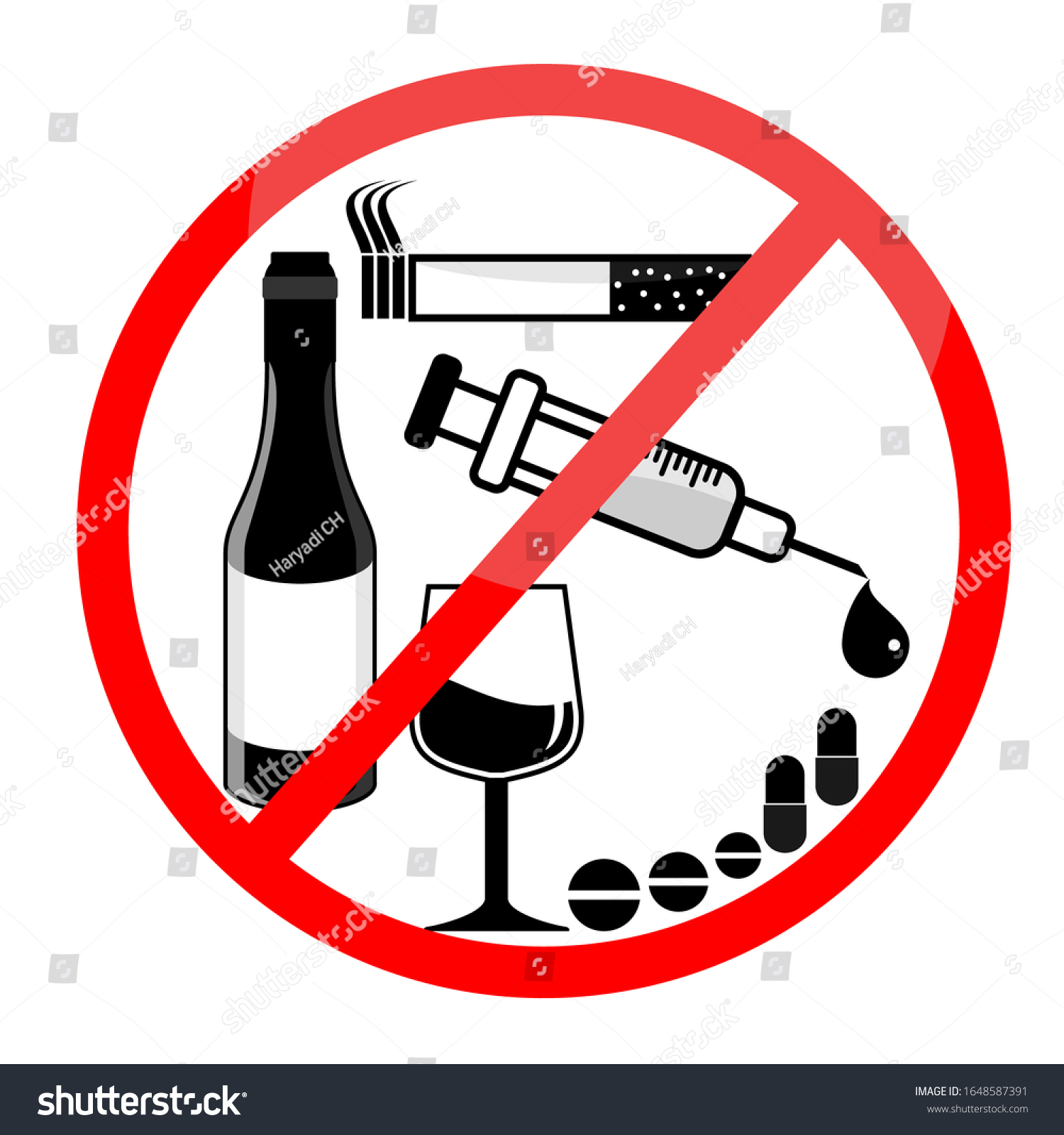 No Smoking Alcohol Drugs Sticker Stock Vector Royalty Free 1648587391 Shutterstock
