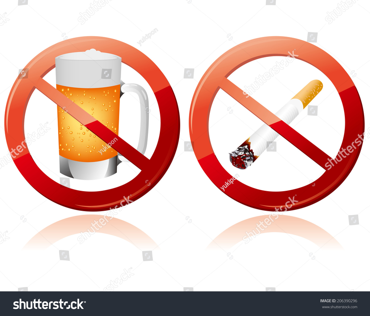 No Smoking And No Alcohol Sign Vector - 206390296 : Shutterstock