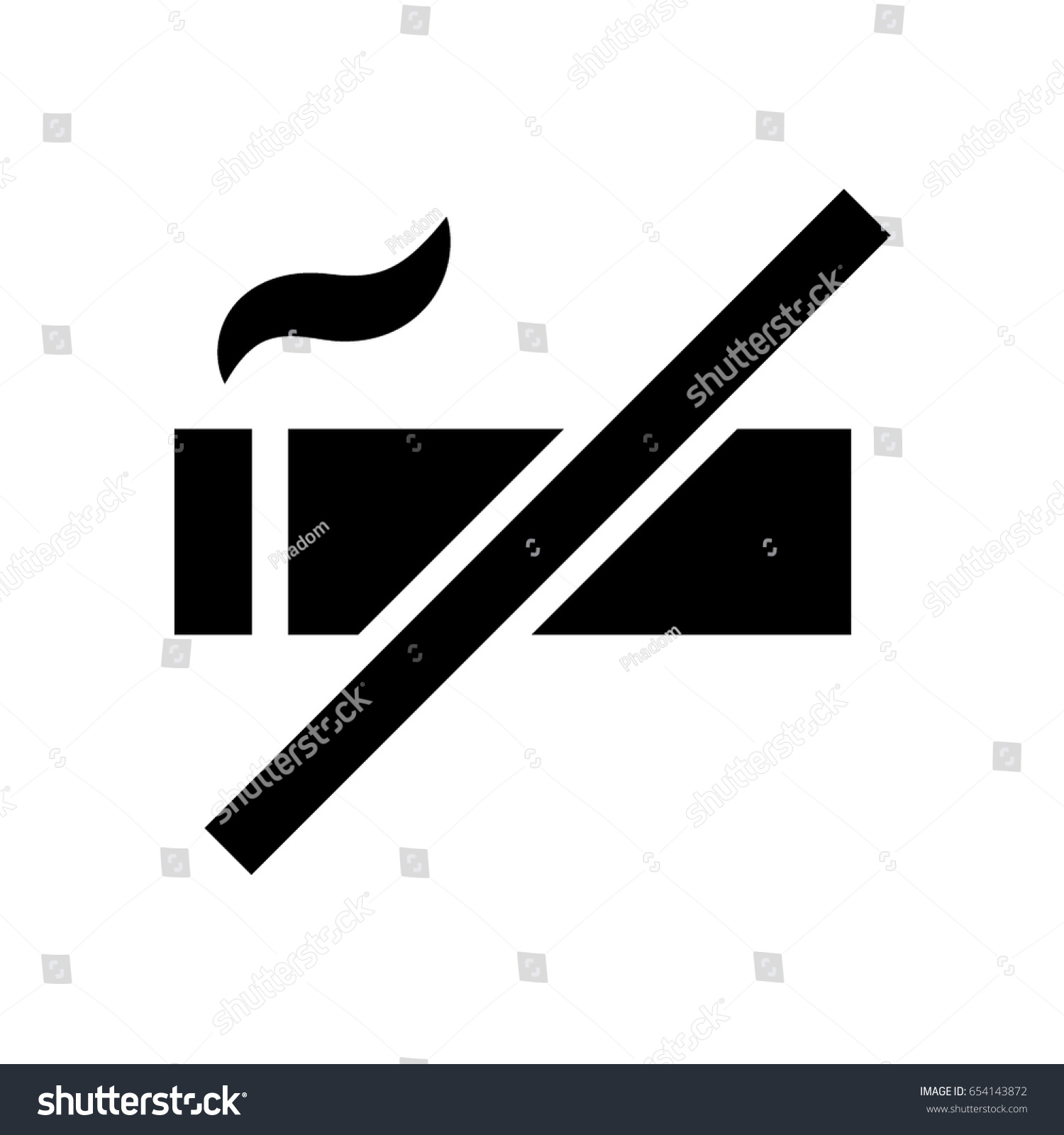 No Smoking Black Flat Icon Stock Vector Royalty Free