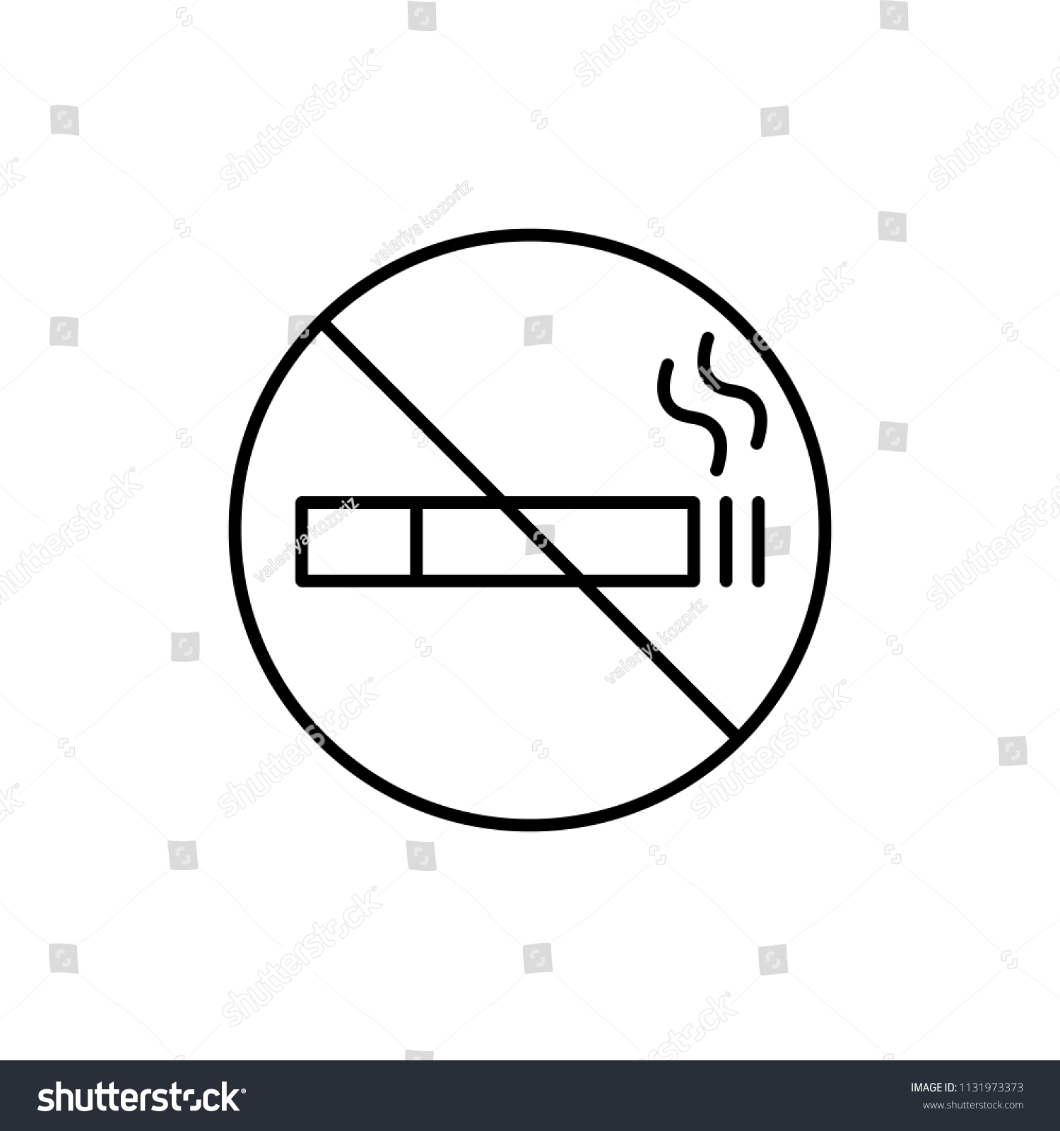 No Smoking Cigarette Prohibition Sign Line Stock Vector (Royalty Free ...