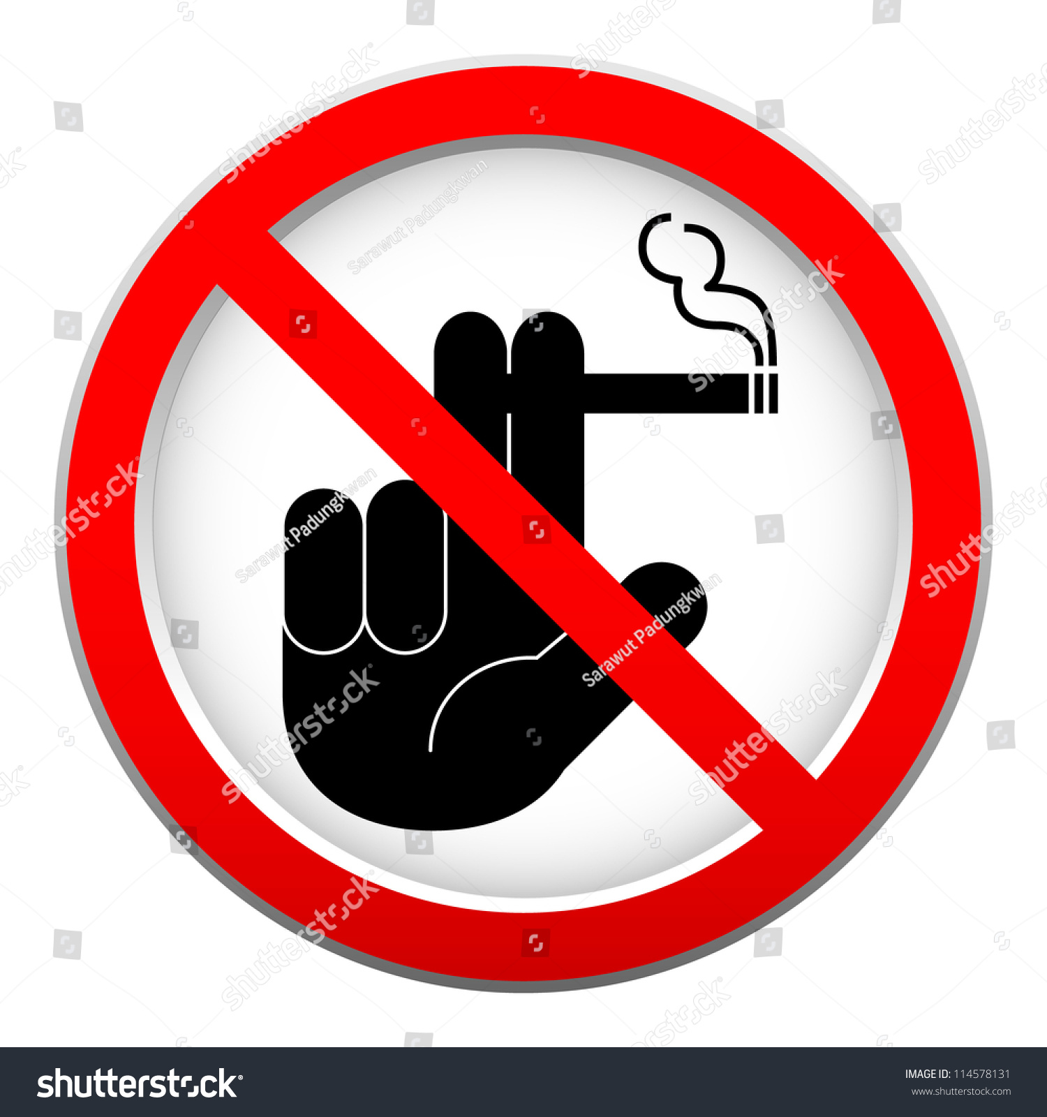 No Smoking Sign On White Background Stock Vector Illustration 114578131 ...