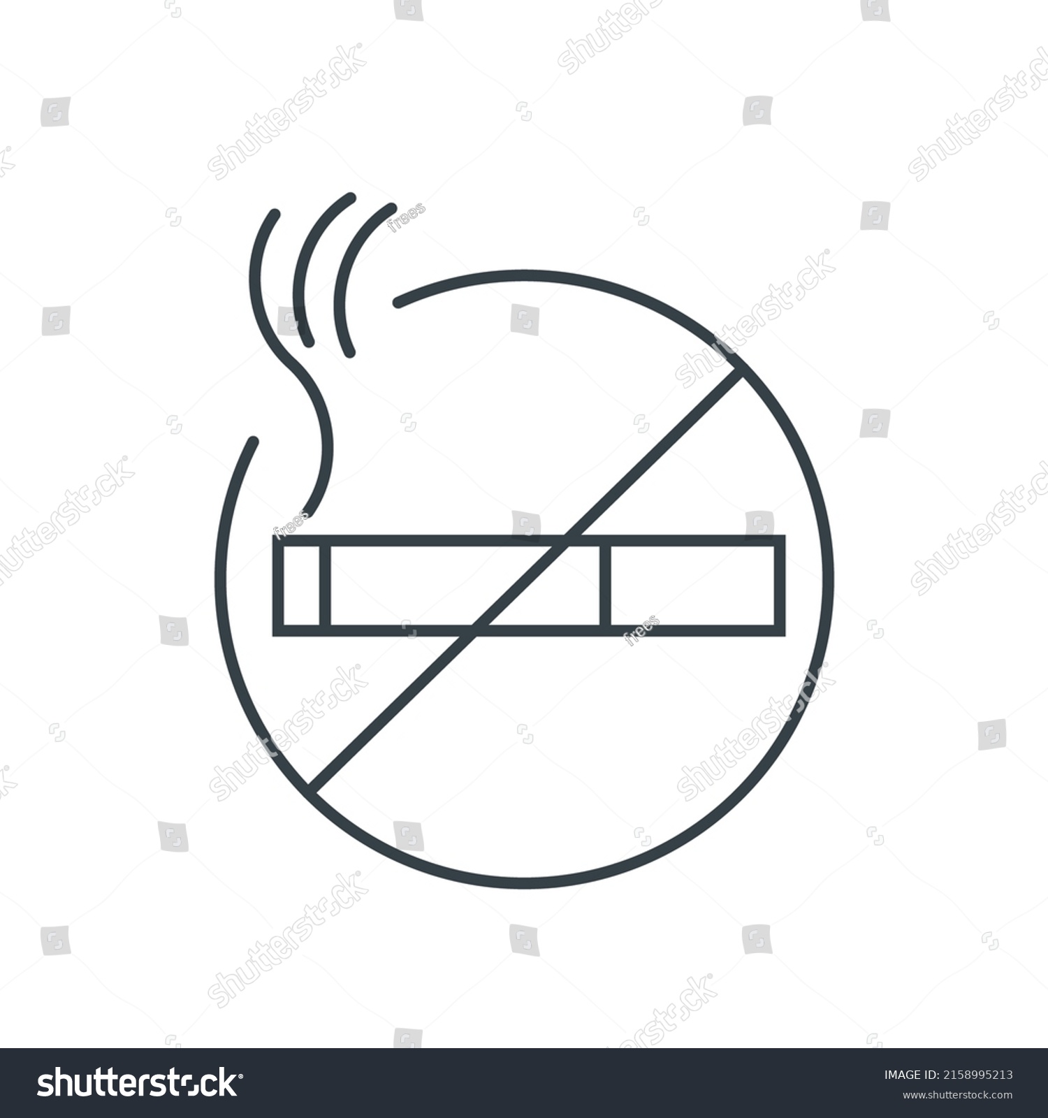 No Smoking Sign Thin Line Icon Stock Vector (Royalty Free) 2158995213 ...