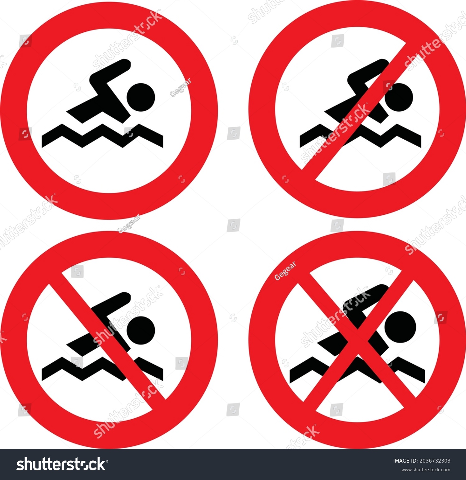 No Swimming This Area Warning Signs Stock Vector (Royalty Free ...