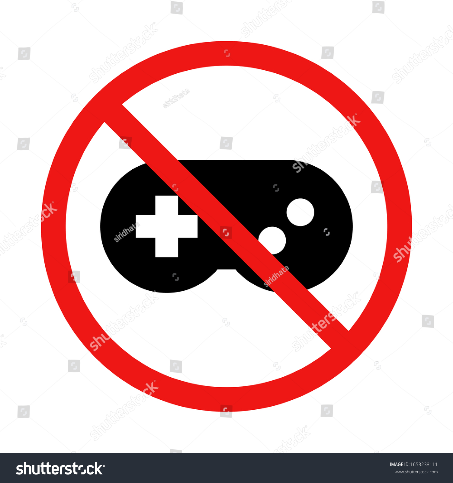 No Video Game Illustration Sign Stock Vector (Royalty Free) 1653238111