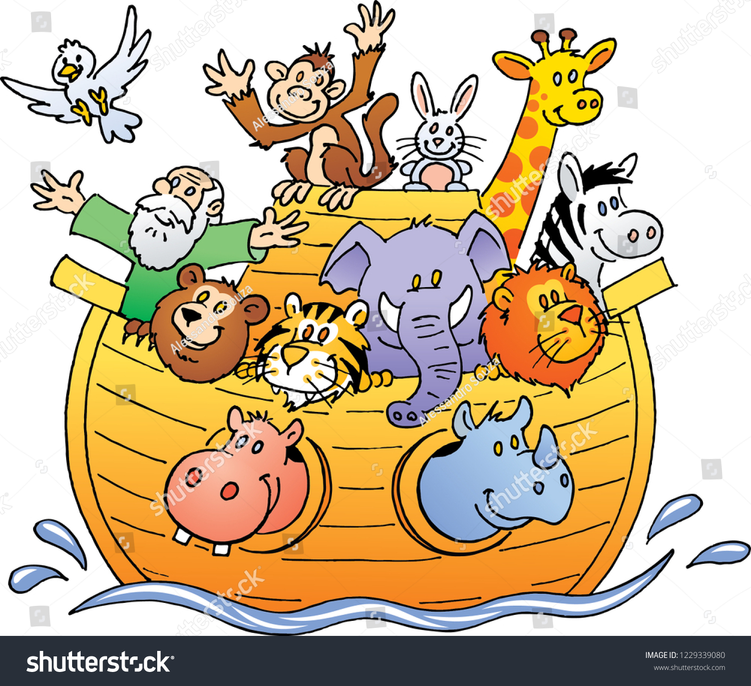 Noahs Ark Cartoon Stock Vector (Royalty Free) 1229339080