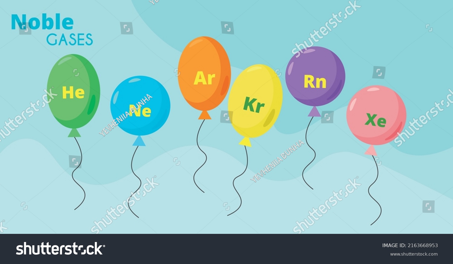 Noble Gases Helium Balloons Helium Argon Stock Vector Royalty Free