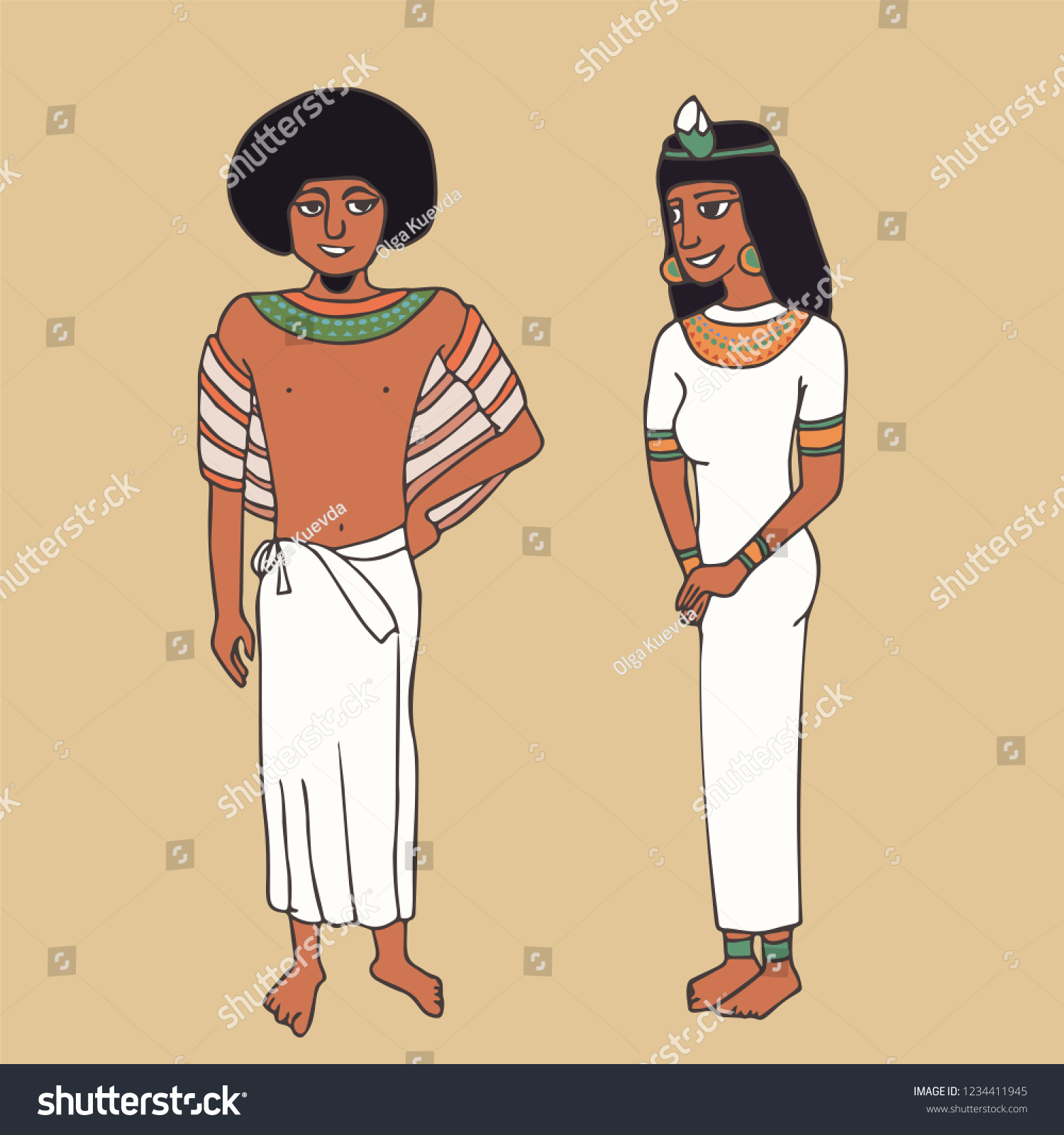 Noble Man Woman Ancient Egyptian Costumes Stock Vector (Royalty Free ...