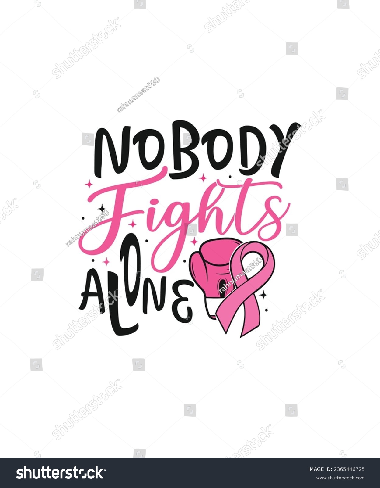 SVG of Nobody fights alone breast cancer awareness  svg