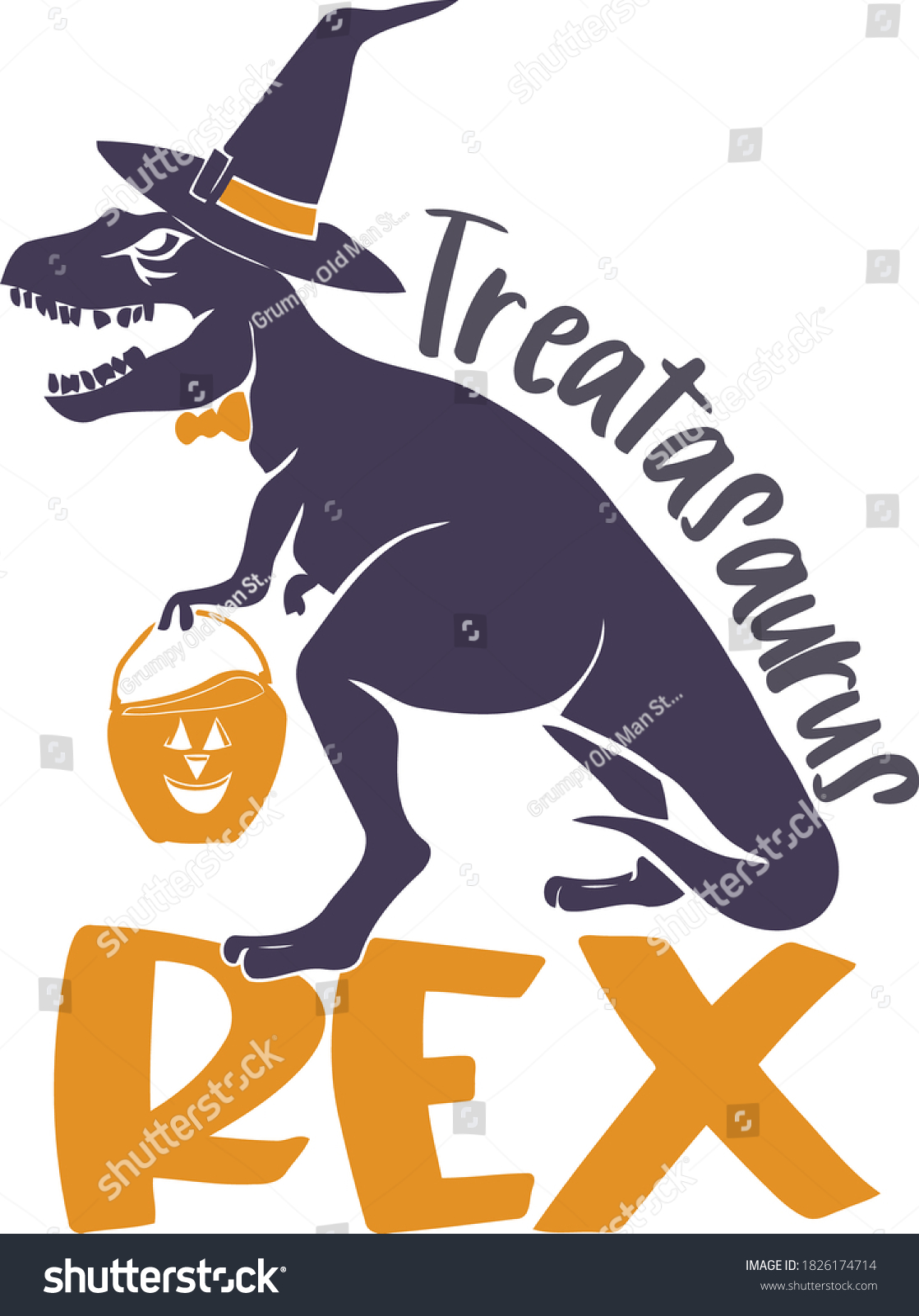 SVG of Nobody wants a trick from the Treatasurus rex. This cut file features a tyrannosaurus rex with the text treatasaurus rex.  svg