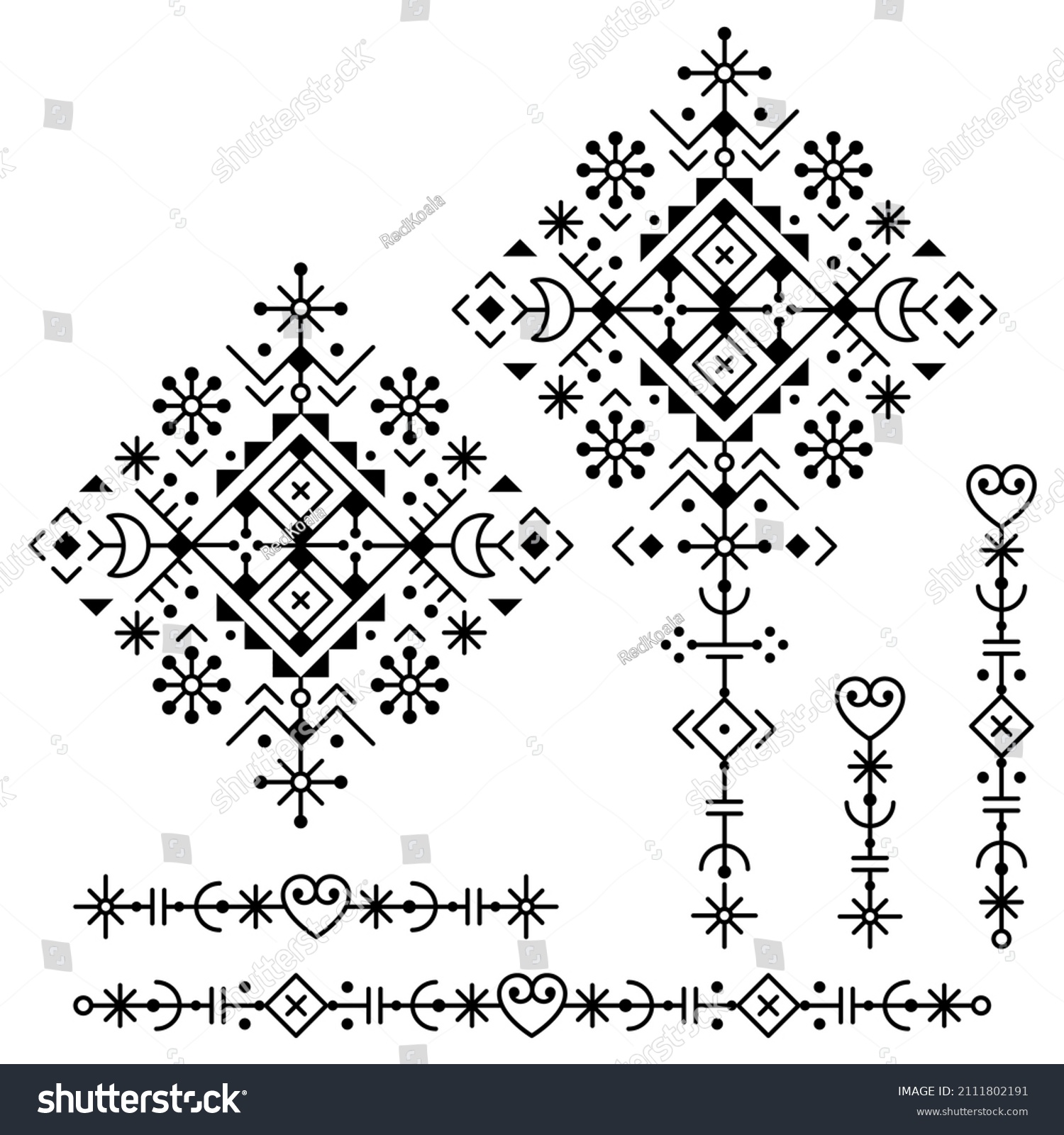 Nordic Minimalist Geometric Tribal Line Art Stock Vector (Royalty Free ...