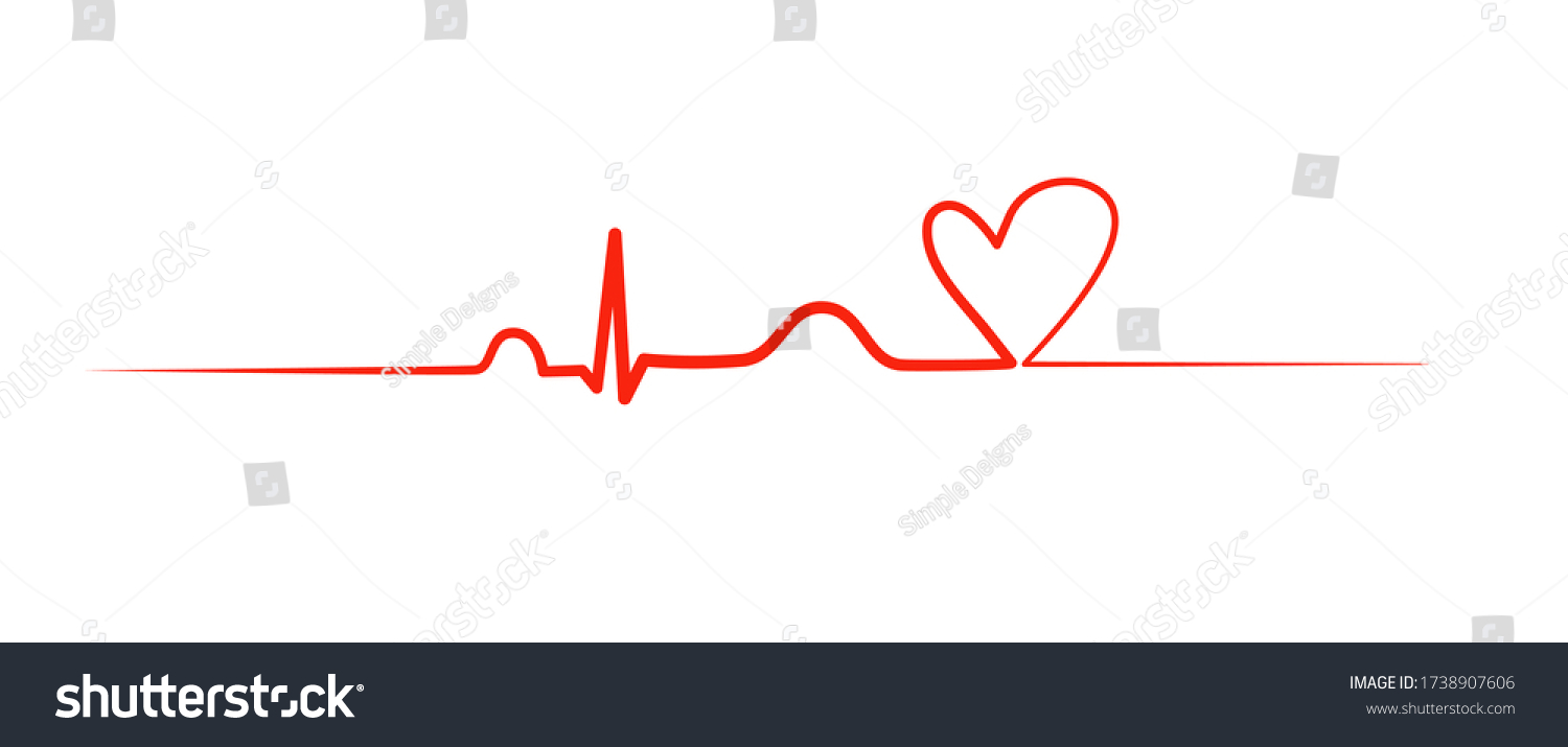 Normal Ecg Heart One Line Vector Stock Vector (Royalty Free) 1738907606