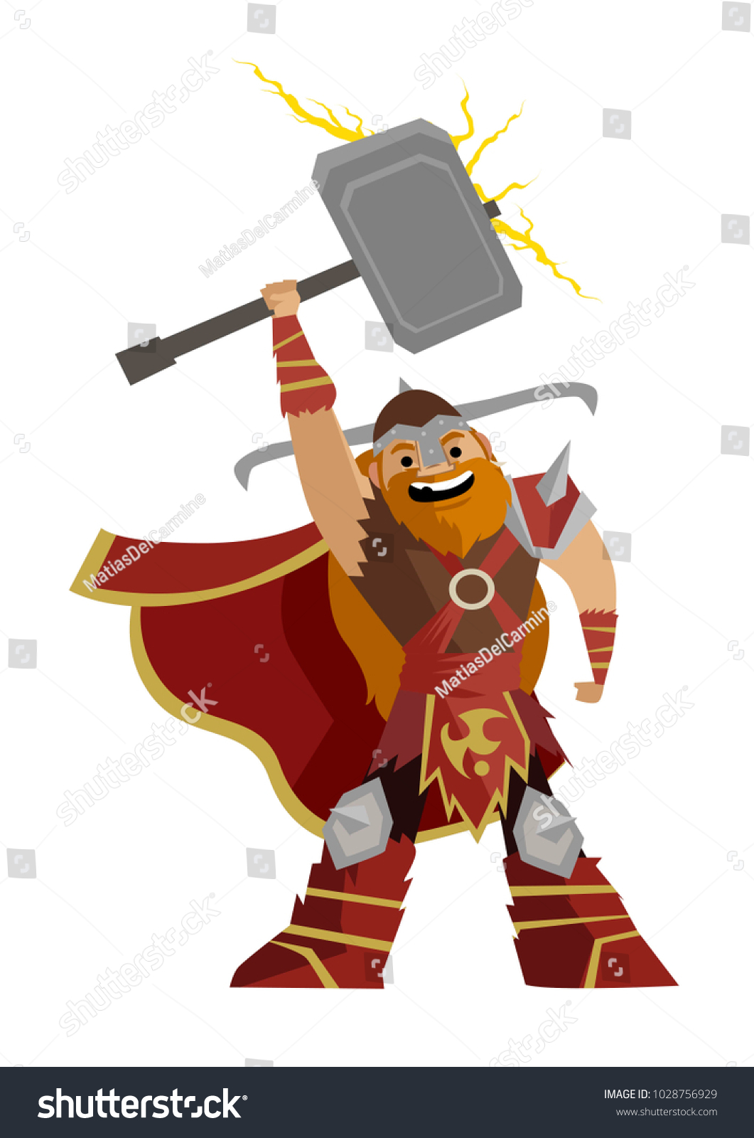 Norse Mythology Thor God Thunders Stock Vector Royalty Free 1028756929