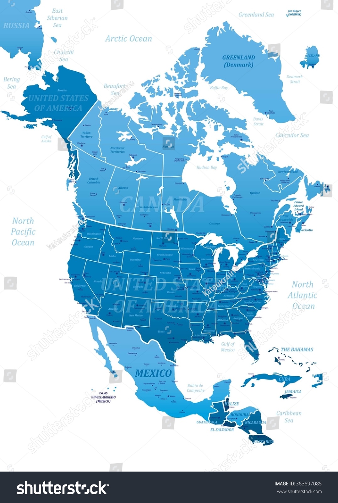 Download North America Blue Mapvector Illustration Stock Vector ...