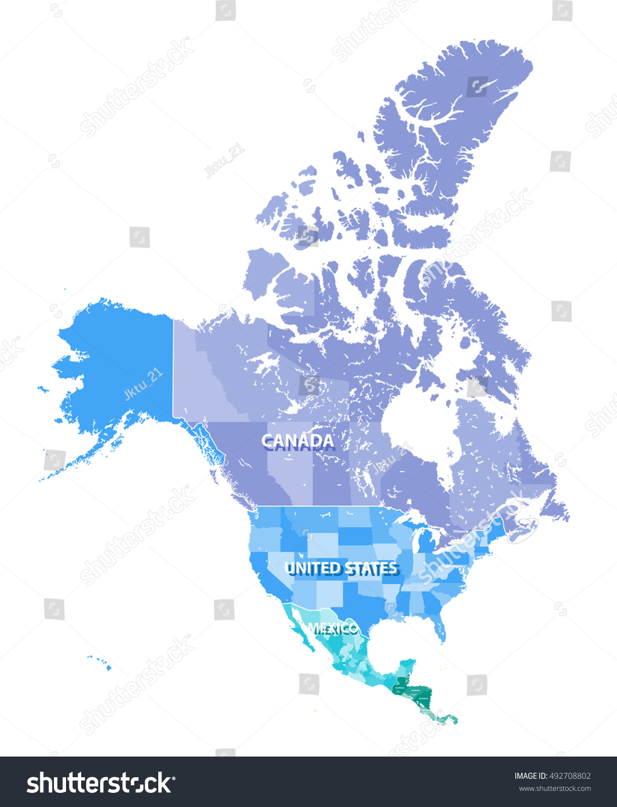North America High Detailed Vector Map Stock Vector Royalty Free