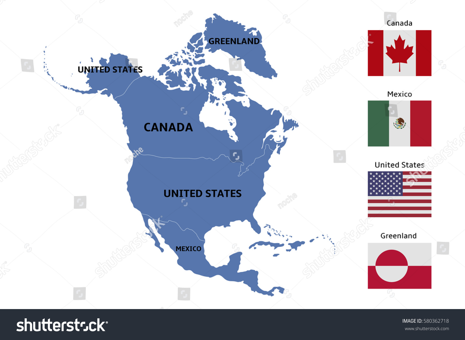 North America Map Flags Stock Vector (Royalty Free) 580362718