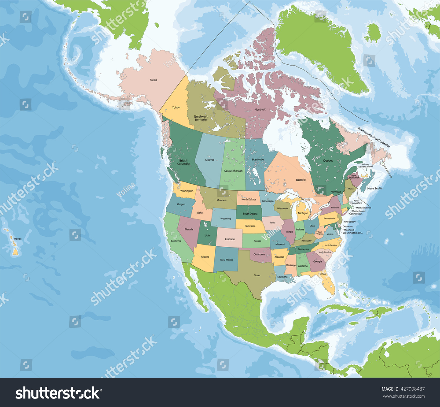 米国とカナダの北米の地図 のベクター画像素材 ロイヤリティフリー