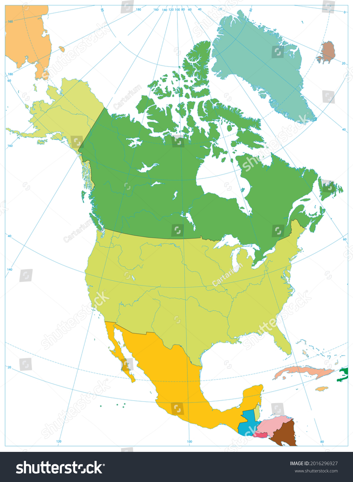 North America Political Map Isolated On Stock-vektor (royaltyfri ...