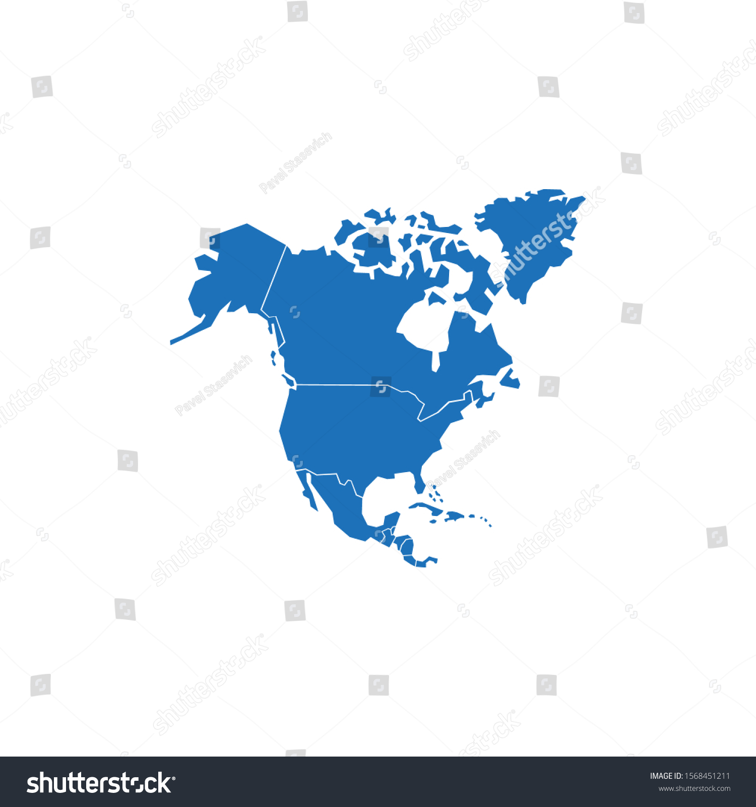 North America Country Borders Vector Illustration Stock Vector (Royalty ...