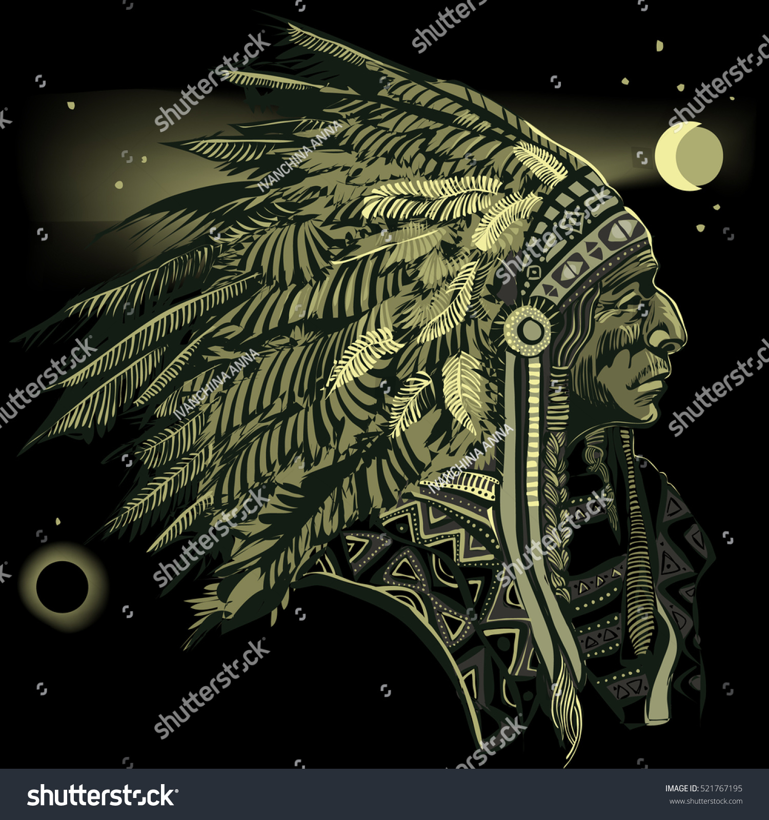 North American Indian Chief Vector Illustration