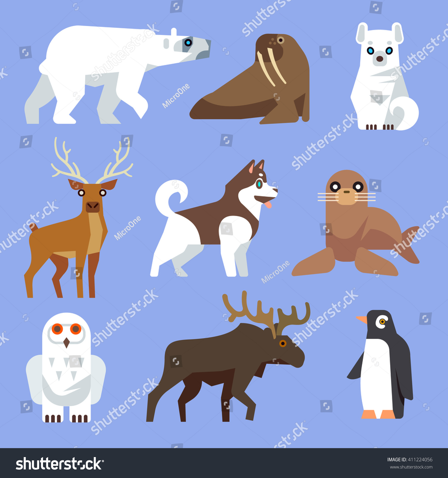 North Arctic Antarctic Animals Birds Vector Stock Vector (Royalty Free ...