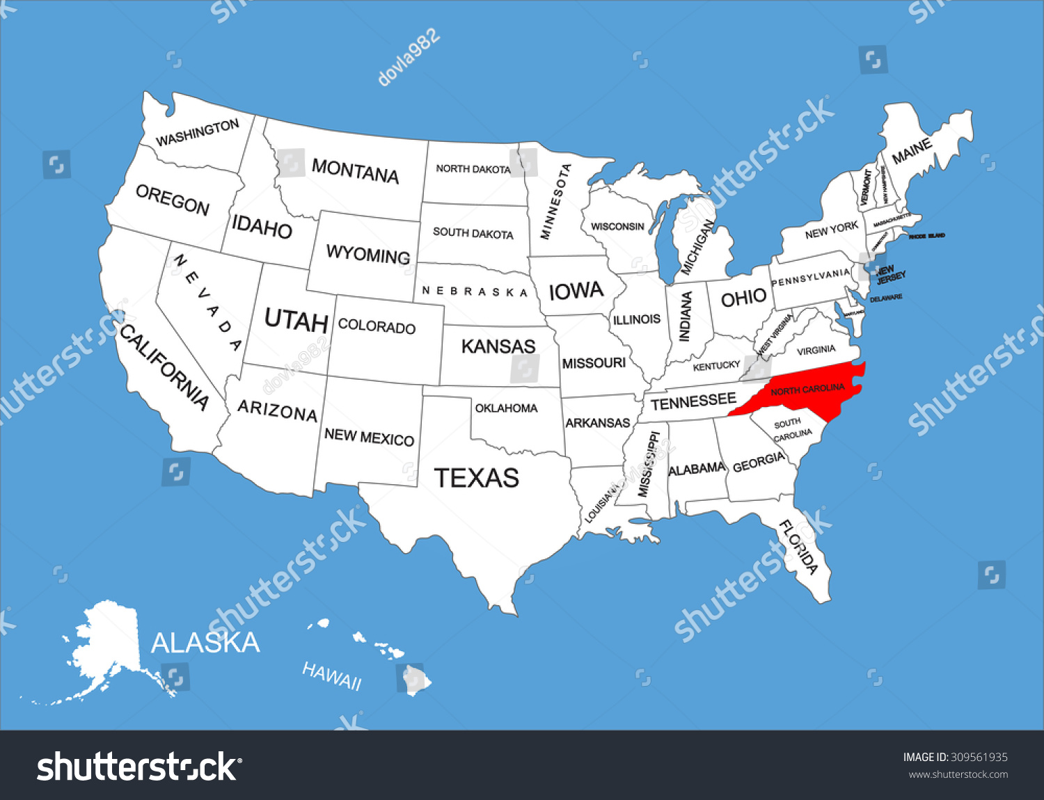 North Carolina In Us Map North Carolina State Usa Vector Map Stock Vector (Royalty Free) 309561935 |  Shutterstock