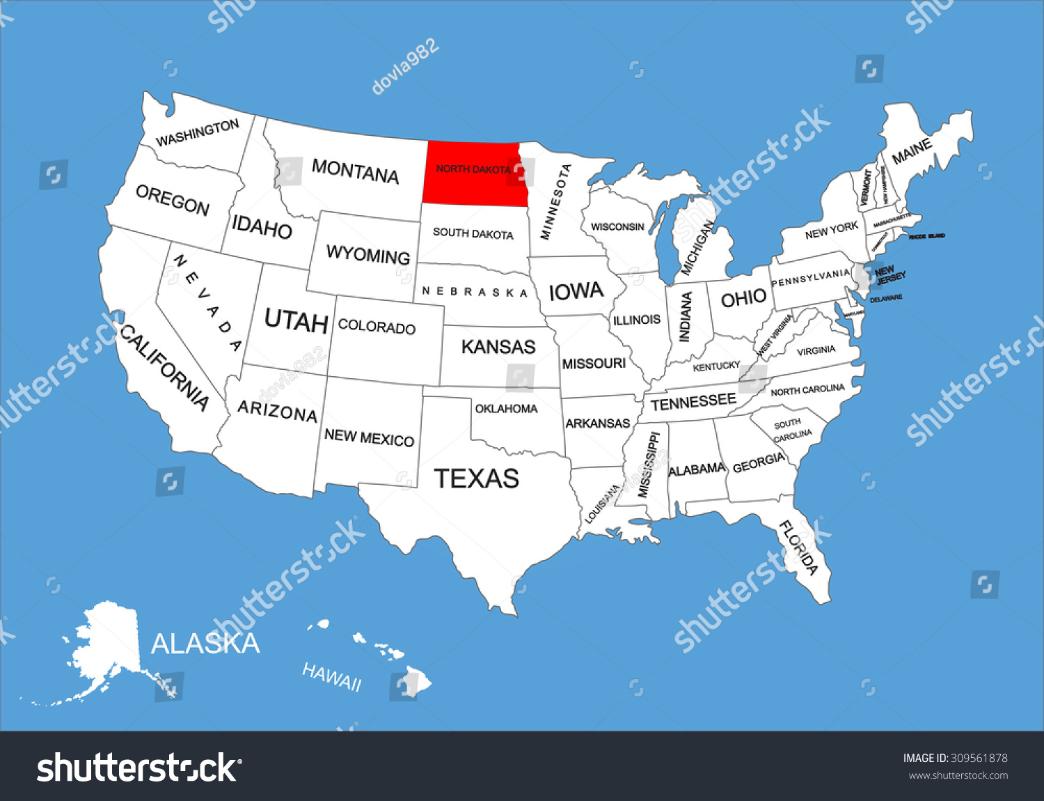 North Dakota On Map Of Us North Dakota State Usa Vector Map Stock Vector (Royalty Free) 309561878 |  Shutterstock