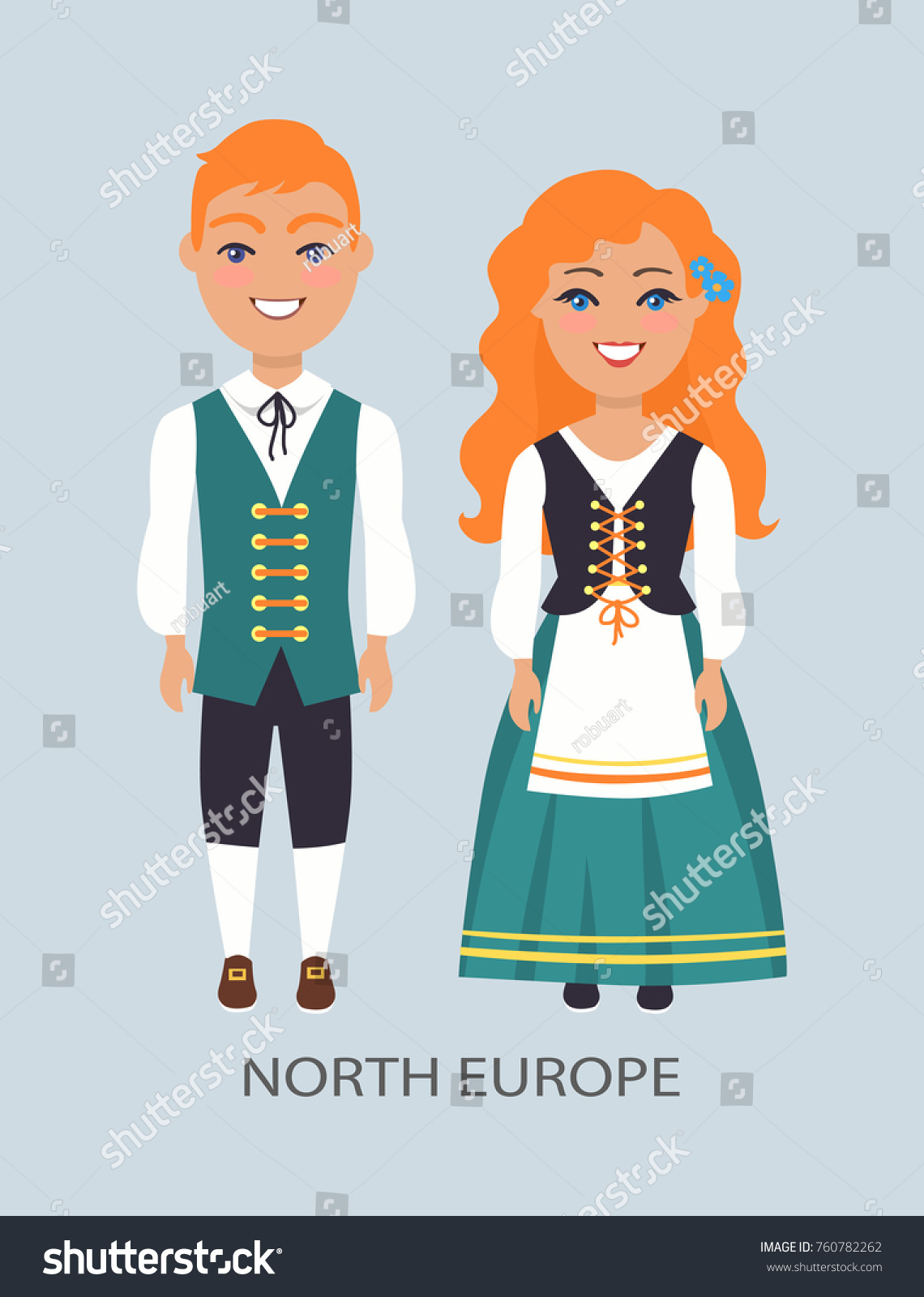 North Europe People Representing Customs Traditions Stock Vector ...