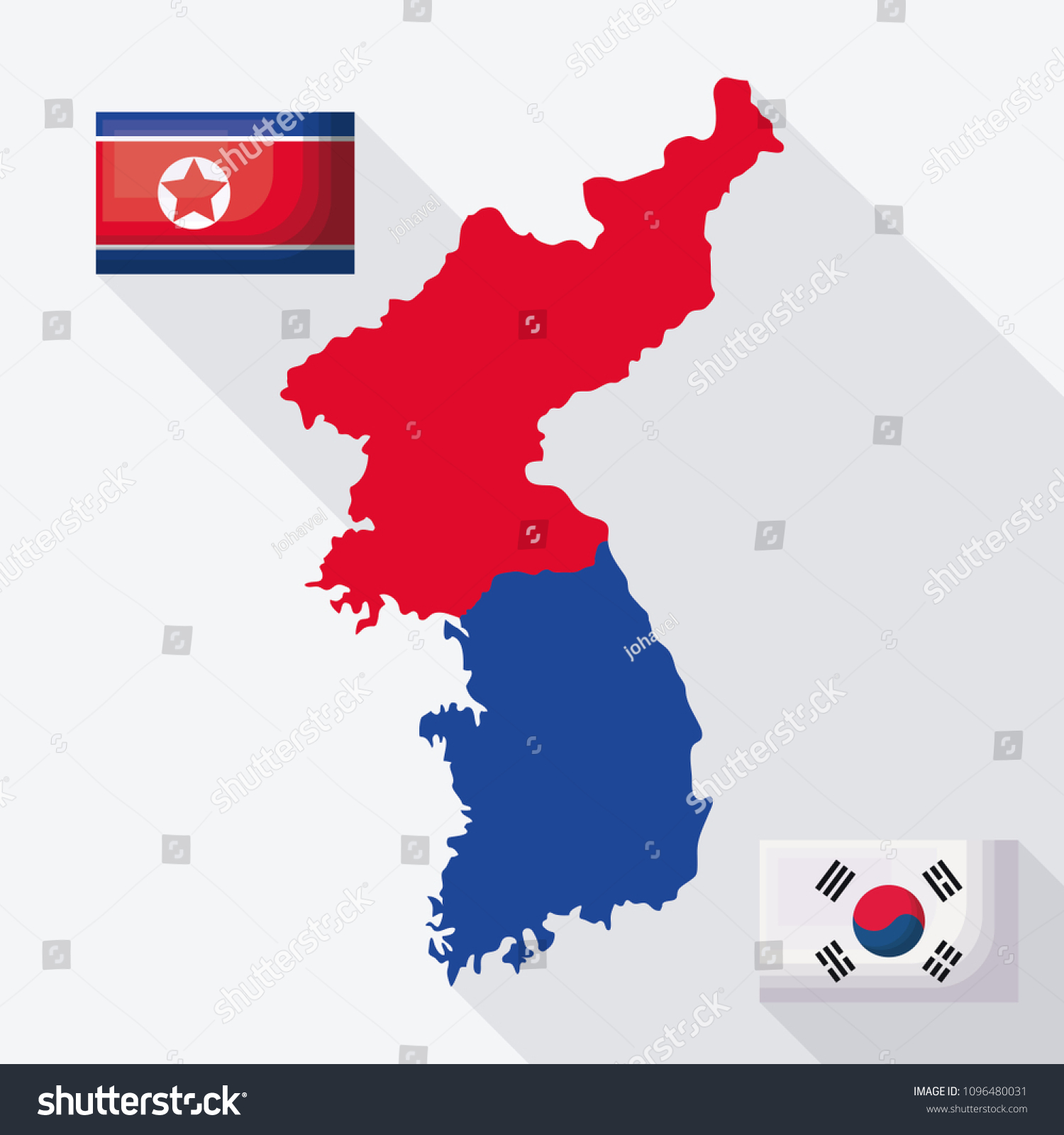 North South Korea Map North Korea South Korea Vector Map Stock Vector (Royalty Free) 340088561 |  Shutterstock