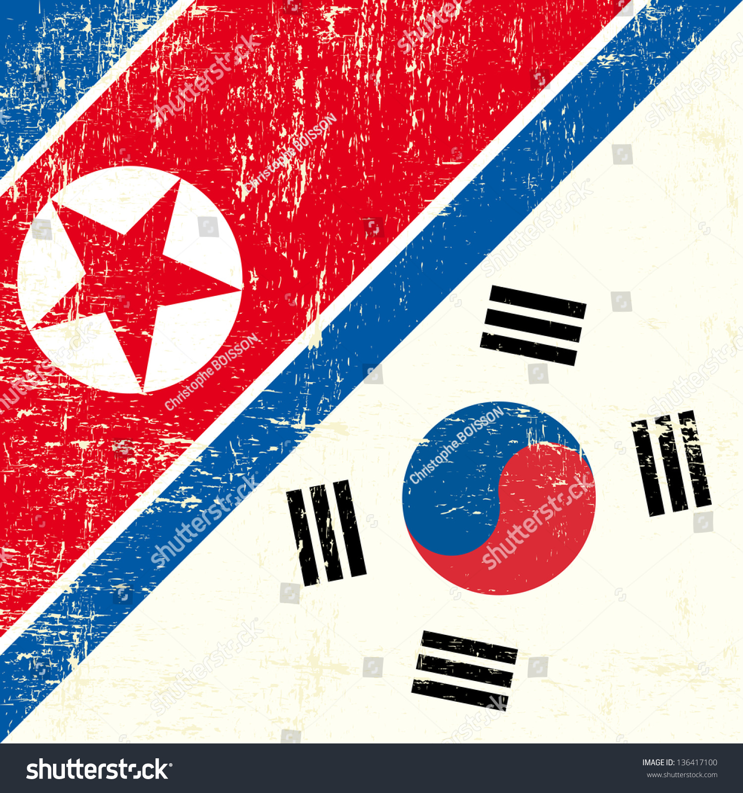 North Korean South Korean Flag This Stock Vector 136417100 ...
