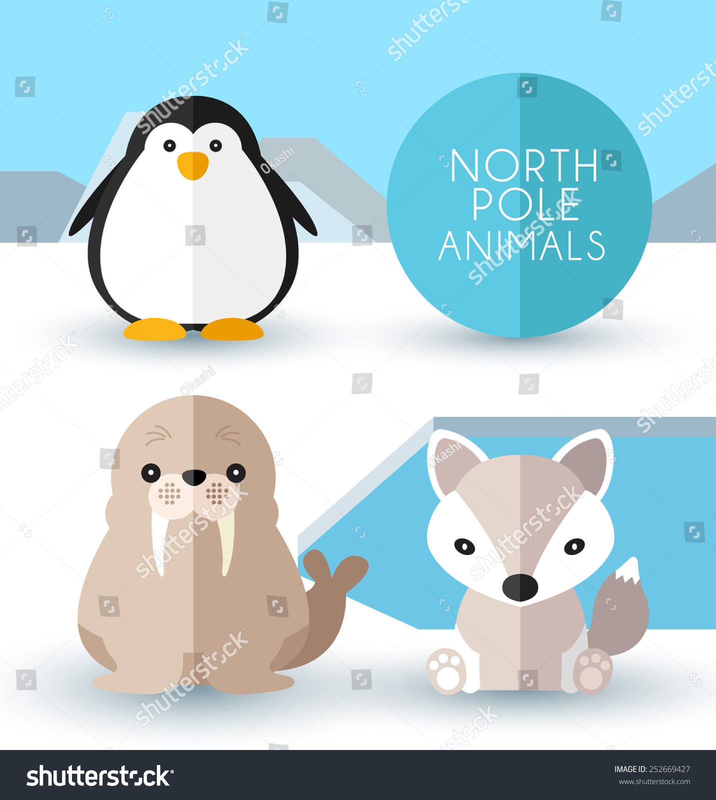 North Pole Animals Vector Illustration: เวกเตอร์สต็อก (ปลอดค่าลิขสิทธิ์ ...