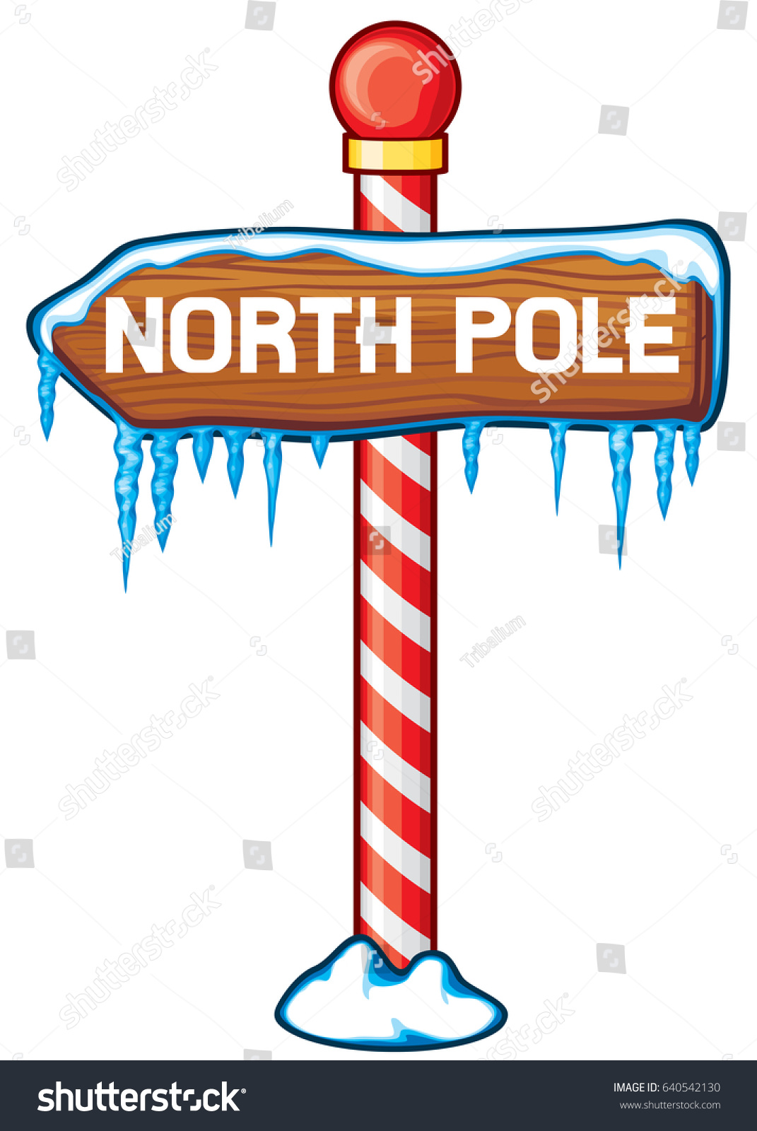 North Pole Wooden Sign Vector Illustration Stock Vector (Royalty Free ...